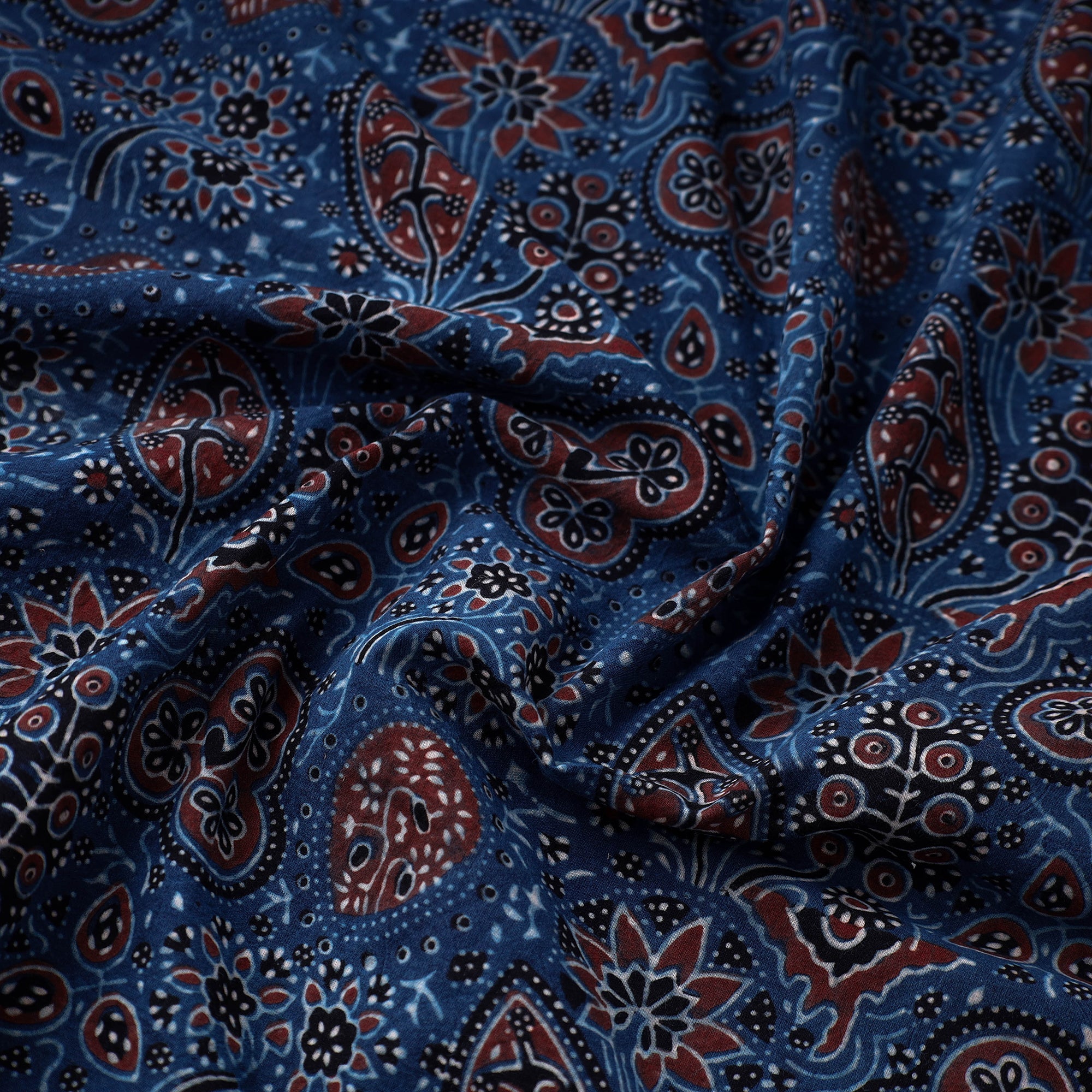 RIYAZ ABDULMAJID KHATRI - AJRAKH Blue - Block Print Cotton Ajrakh Fabric 06 - view 3