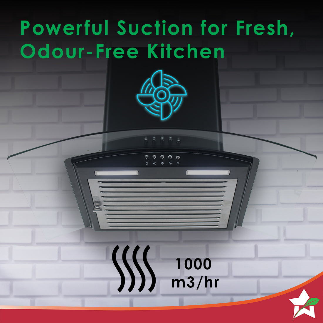 Wonderchef Power Curve Wall-Mount Chimney| 1000M3/H - view 3