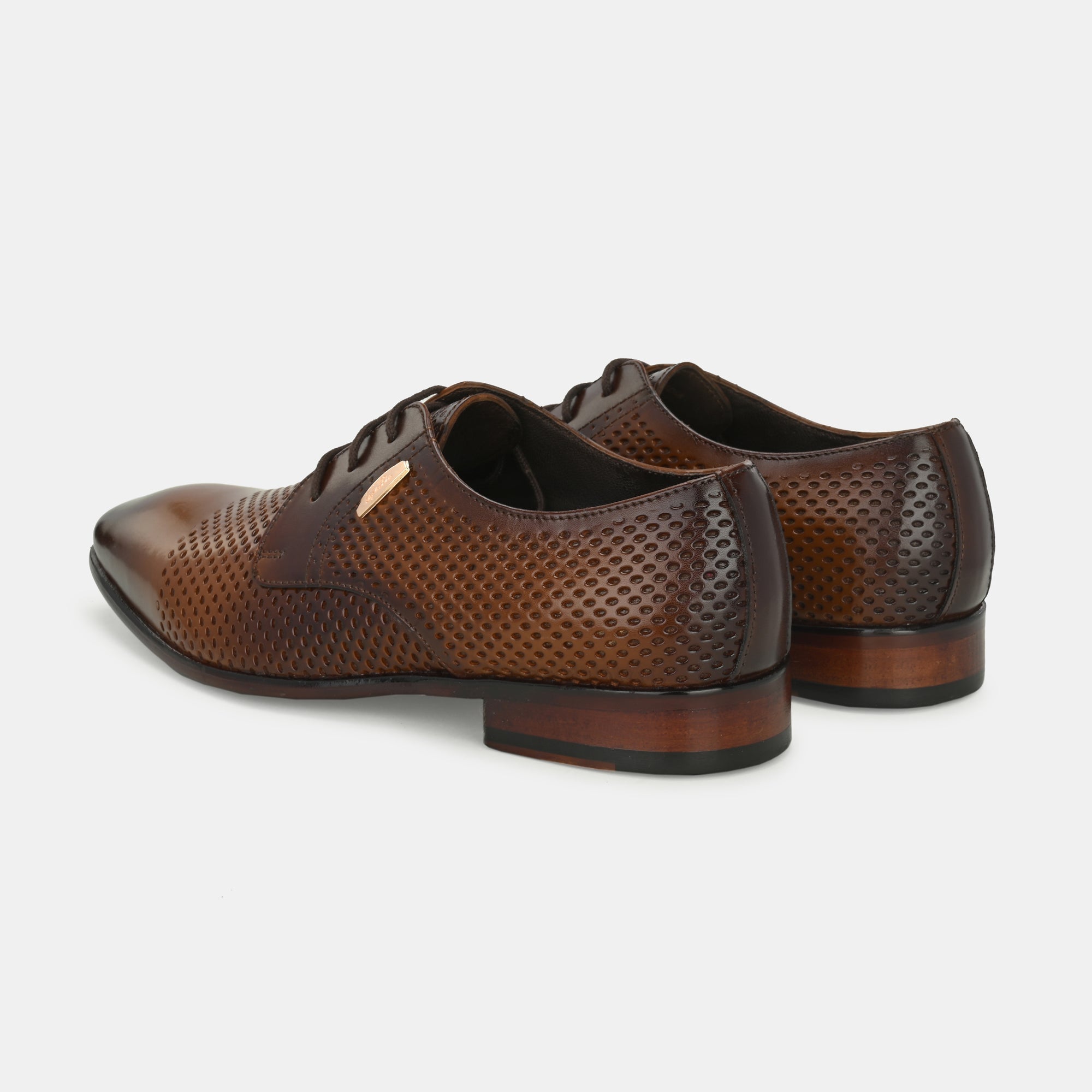 Tan Perforated Lace-Up Shoes by Lafattio - view 5