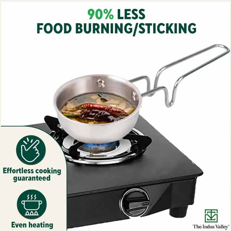 The Indus Valley TurboCuk Triply Stainless Steel Tadka Pan for Spice Seasoning/Heating, Premium Quality, 3 Layer Thick Body, 100% Toxin-free, Non-stic - view 8