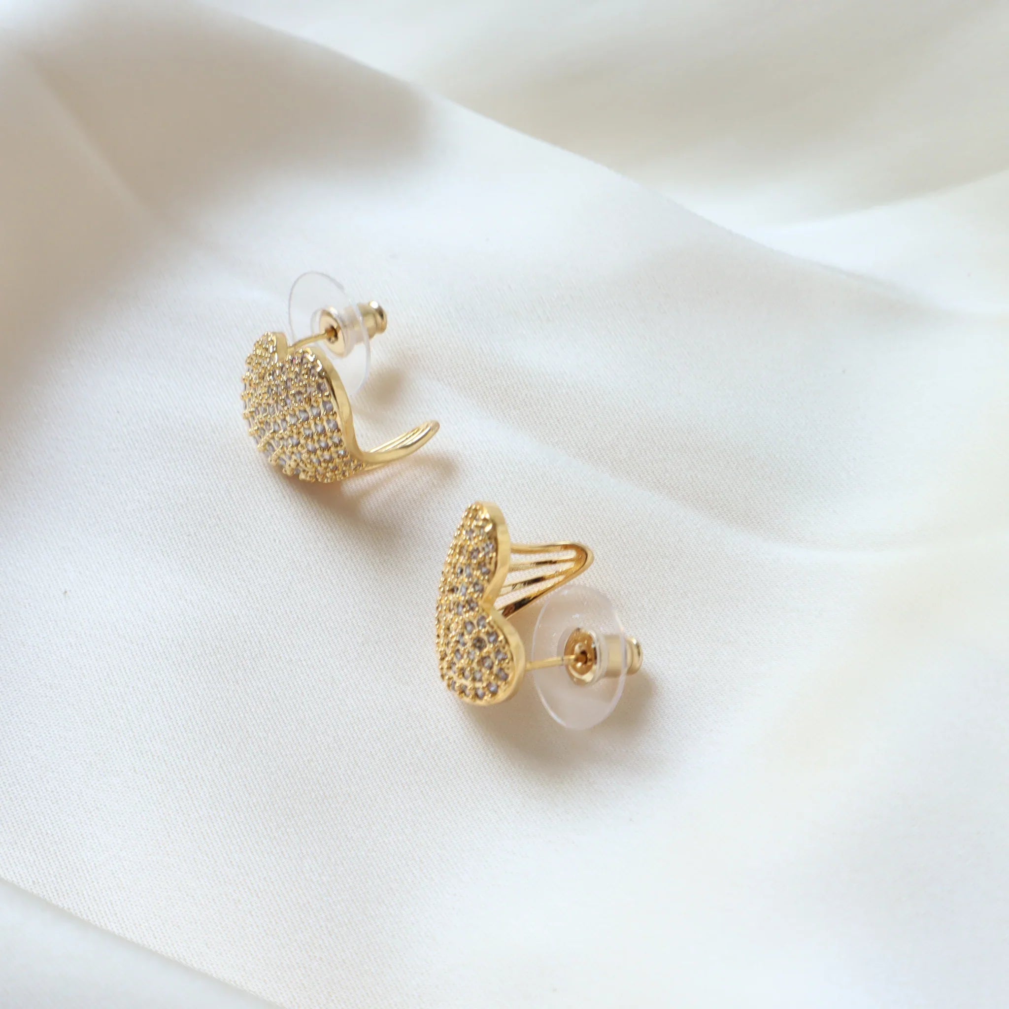 Ash Designs Heart Cuff 18K Gold Plated Earrings - view 3