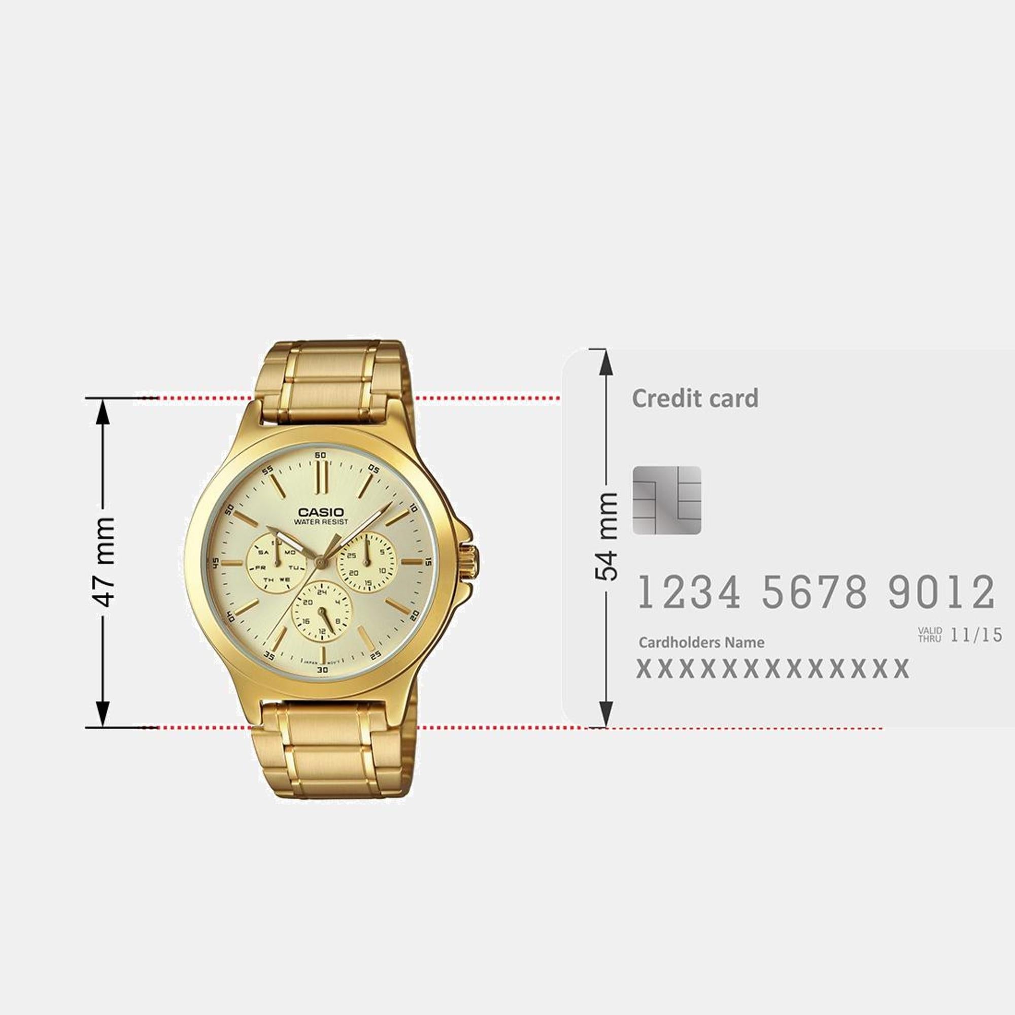 Casio Enticer Men Quartz Gold Dial Multi-Function Stainless Steel Watch A2319 - view 8