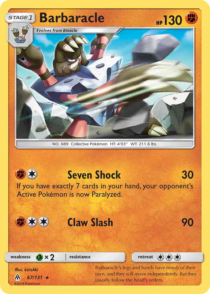 Rare sm6-67 non-holo – Pokémon Barbaracle - 67/131 - Rare [sm6-67] [Non-Holo]