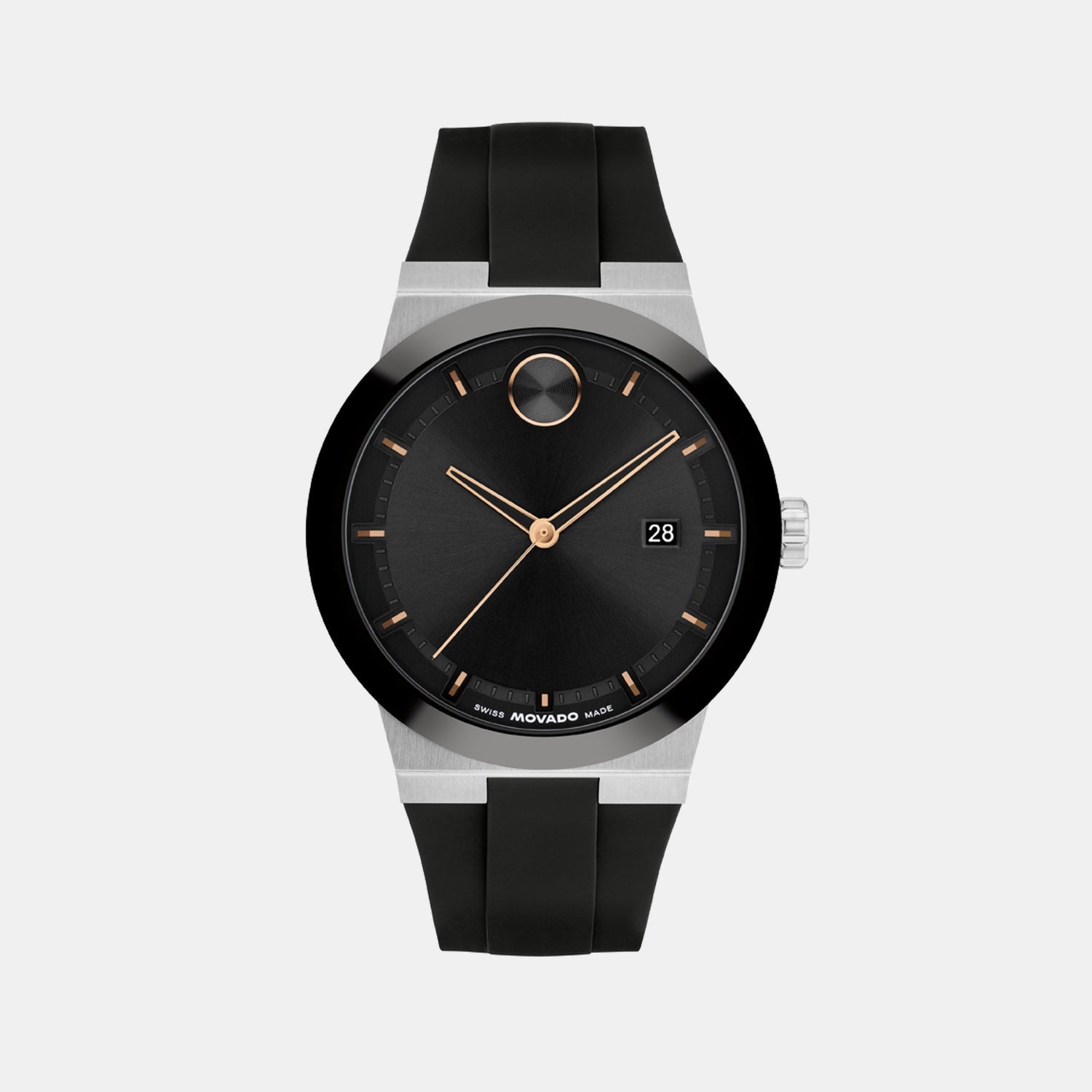 Movado Bold Men Quartz Black Dial Analog Silicone Watch 3601079