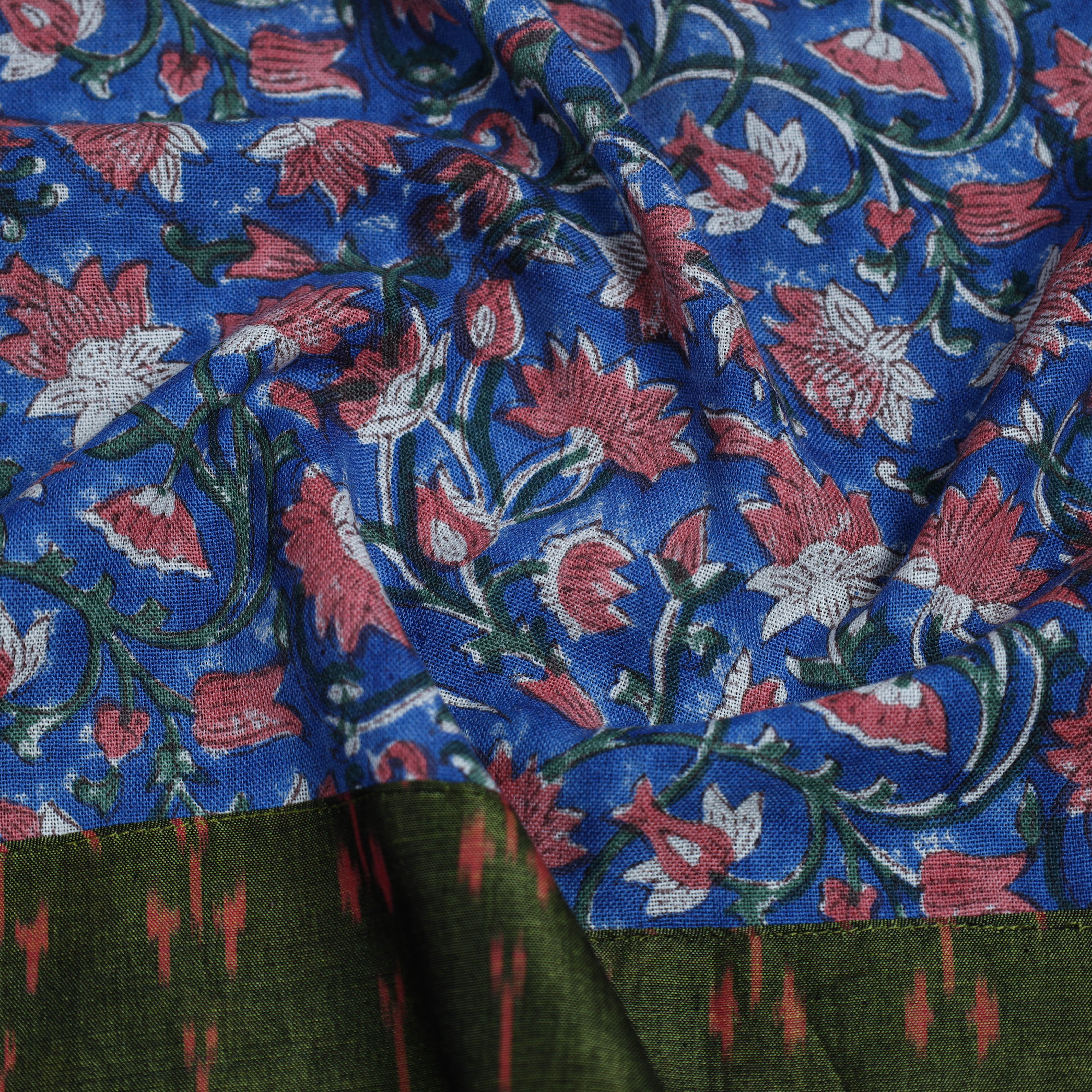 NOORI BAZAR Blue - Block Print Woollen Sanganeri Blouse Piece 71 - view 2