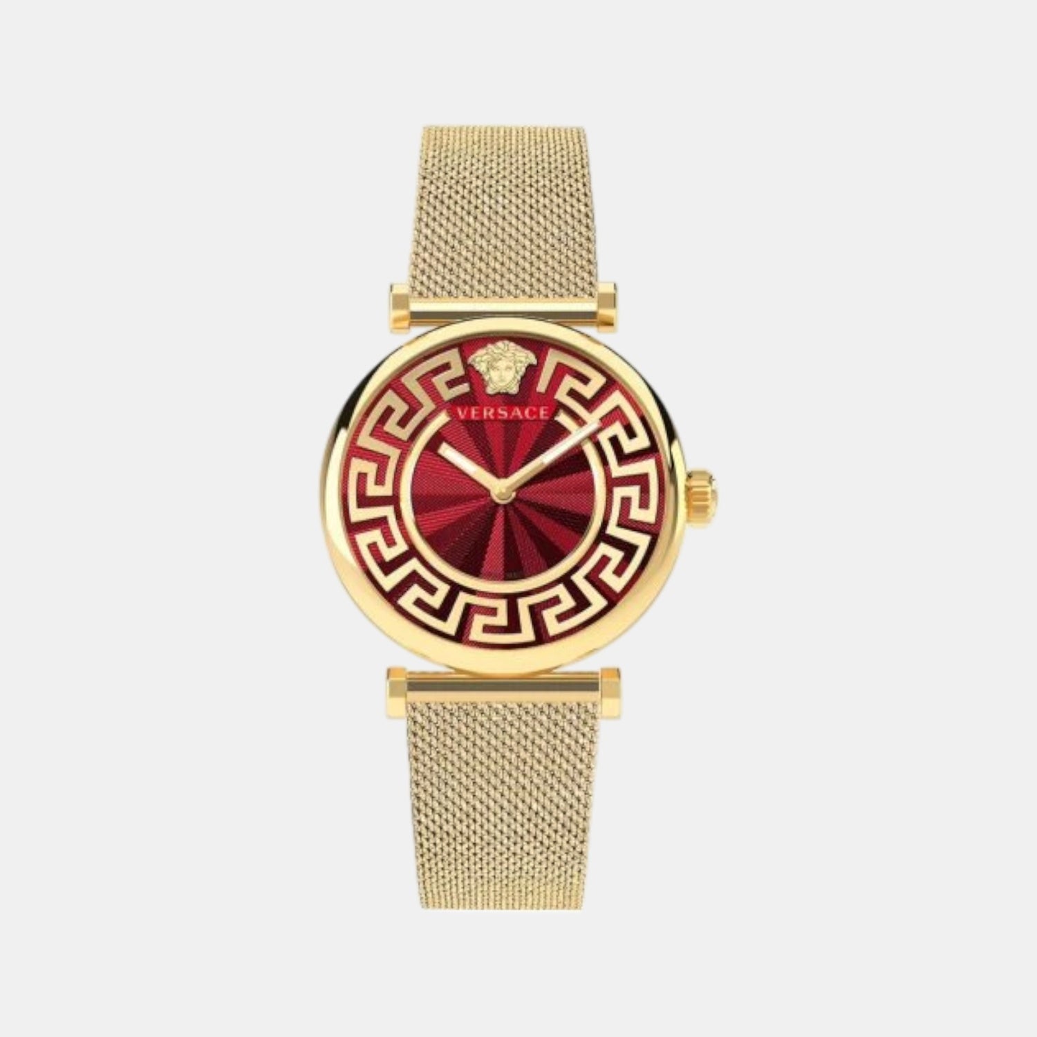Versace Greca Glam Women Quartz Red Dial Analog Stainless Steel Watch VE1CA0523