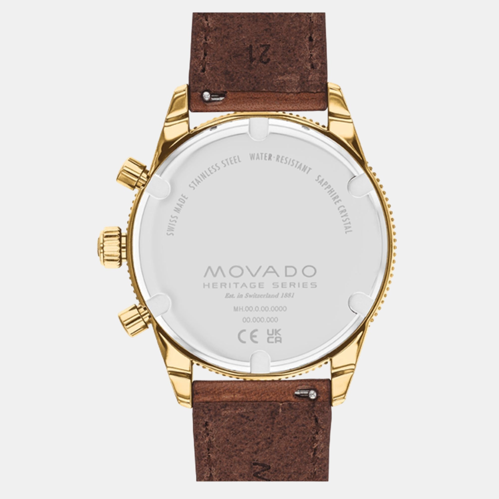 Movado Calendoplan S Heritage Men Quartz Green Dial Chronograph Leather Watch 3650122 - view 3