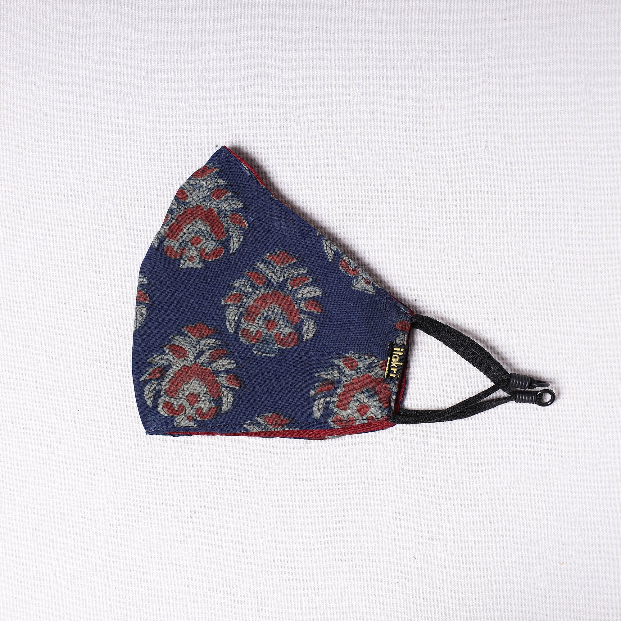 JALPARI Akola Block Printed Cotton 3 Layer Snug Fit Face Cover