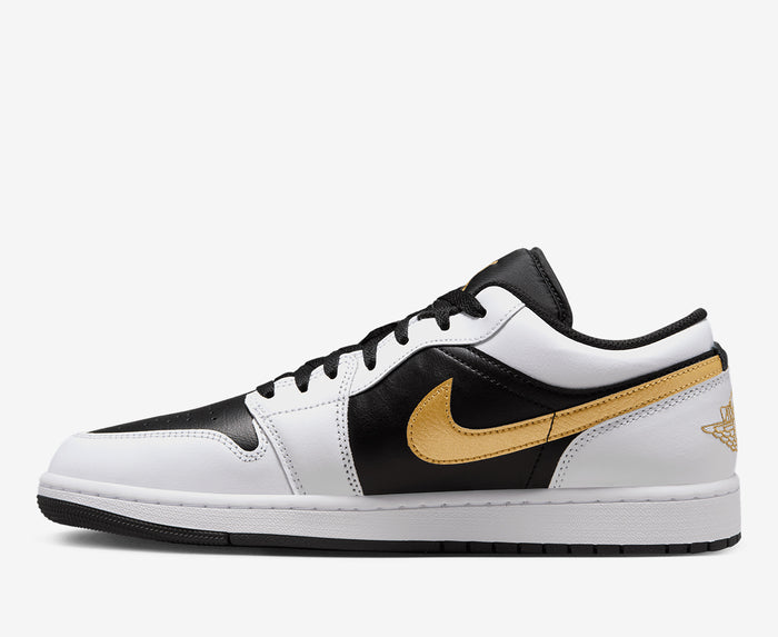 Air Jordan 1 Low White Black Metallic Gold Swoosh Sale - view 2