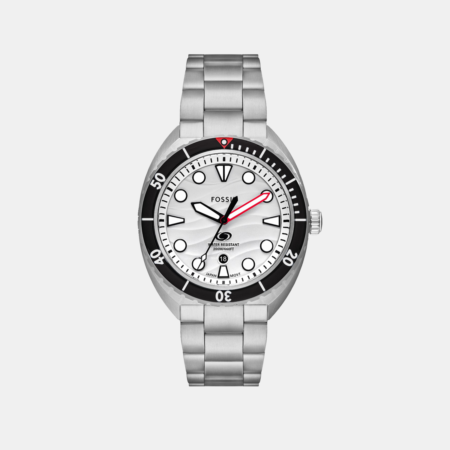 Fossil Breaker Men Quartz White Dial Analog Stainless Steel Watch FS6063