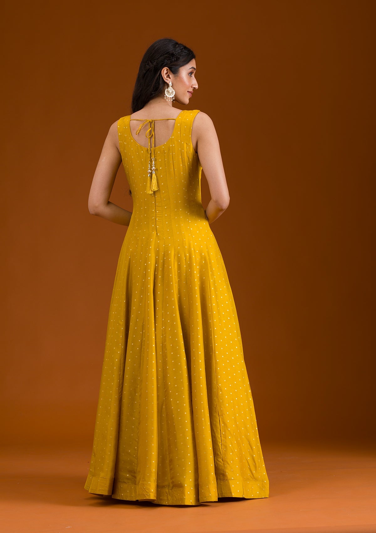 Koskii Mustard Threadwork Georgette Readymade Salwar Suit - view 3
