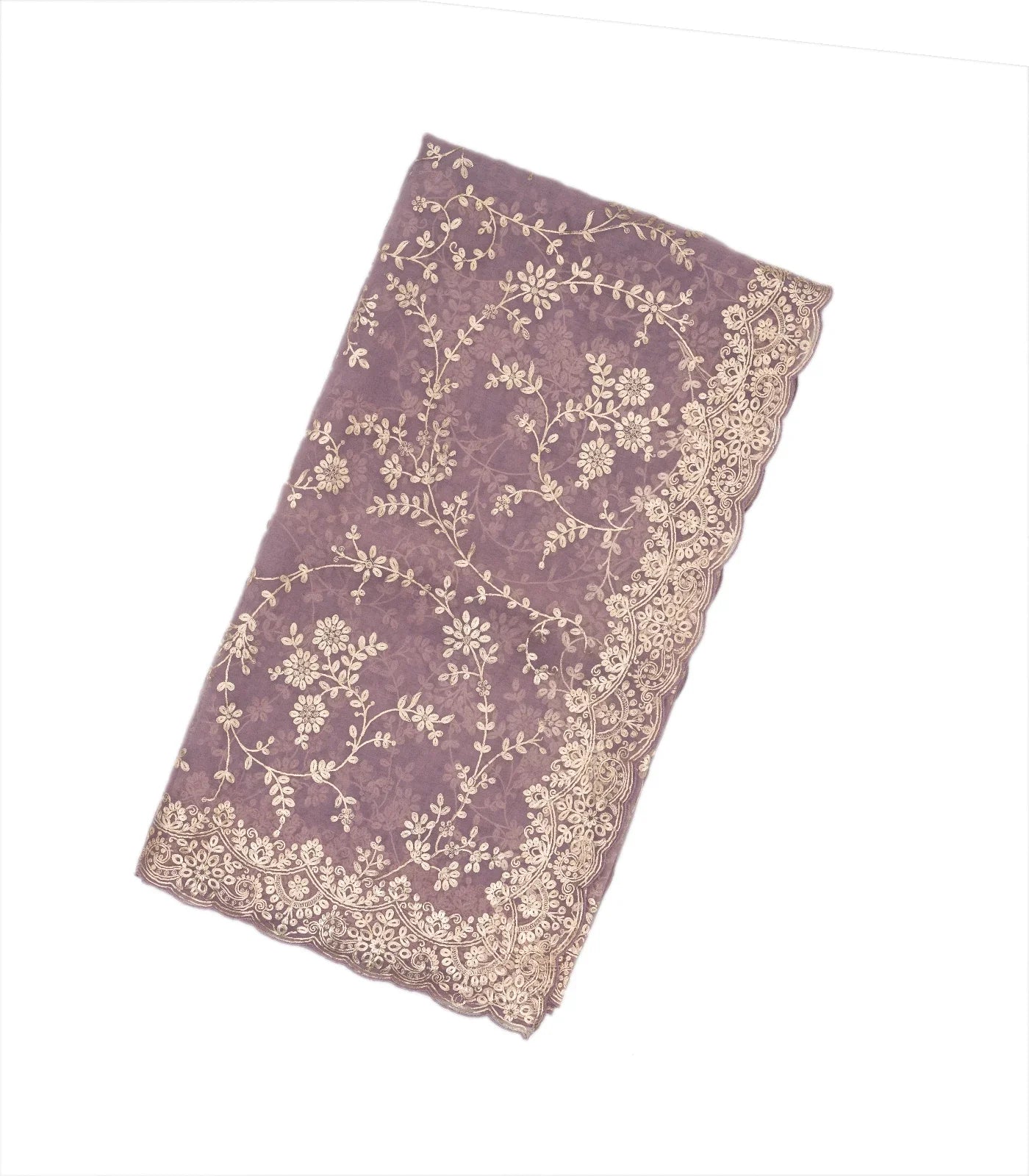 RmKV Lilac Woven Supernet Saree With Embroidered Floral Motifs