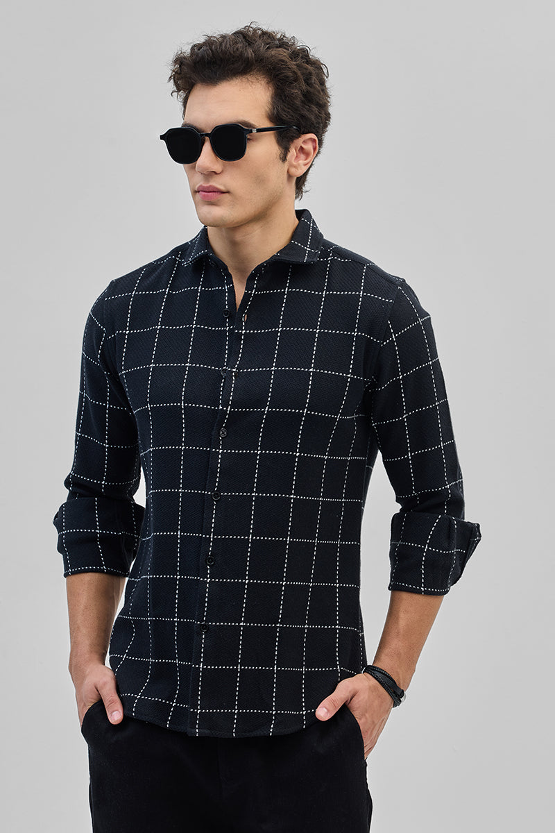 SNITCH Black Textured Checks Shirt