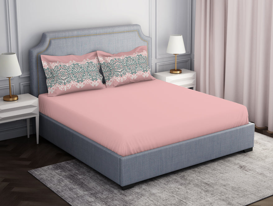 Spaces India Ornamenta Ornate Mineral Blue 100% Cotton King Size Bedsheet - Essentials by Spaces - view 2