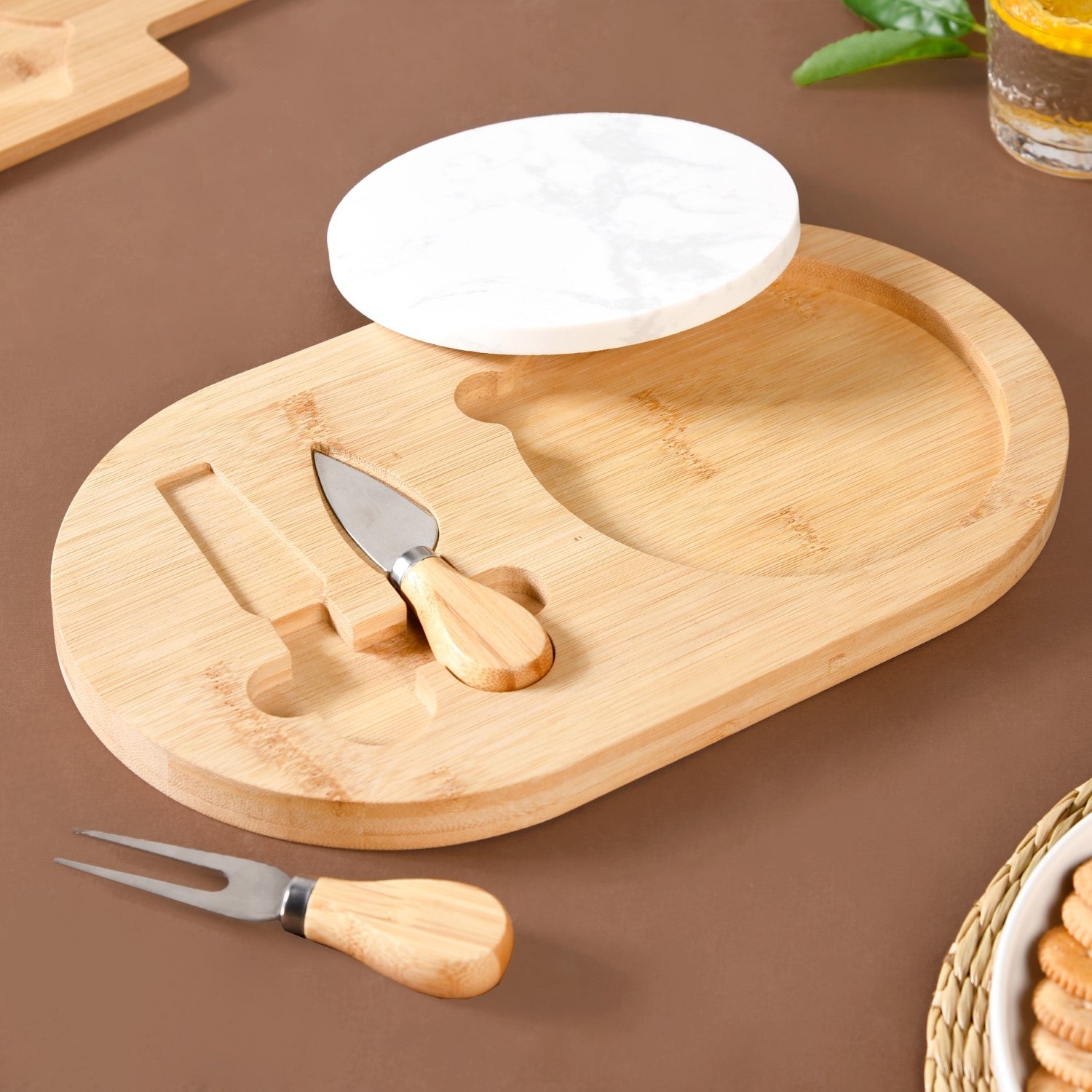 Nestasia Wooden Cheese Platter Set With Marble Board And Cheese Cutlery - view 3
