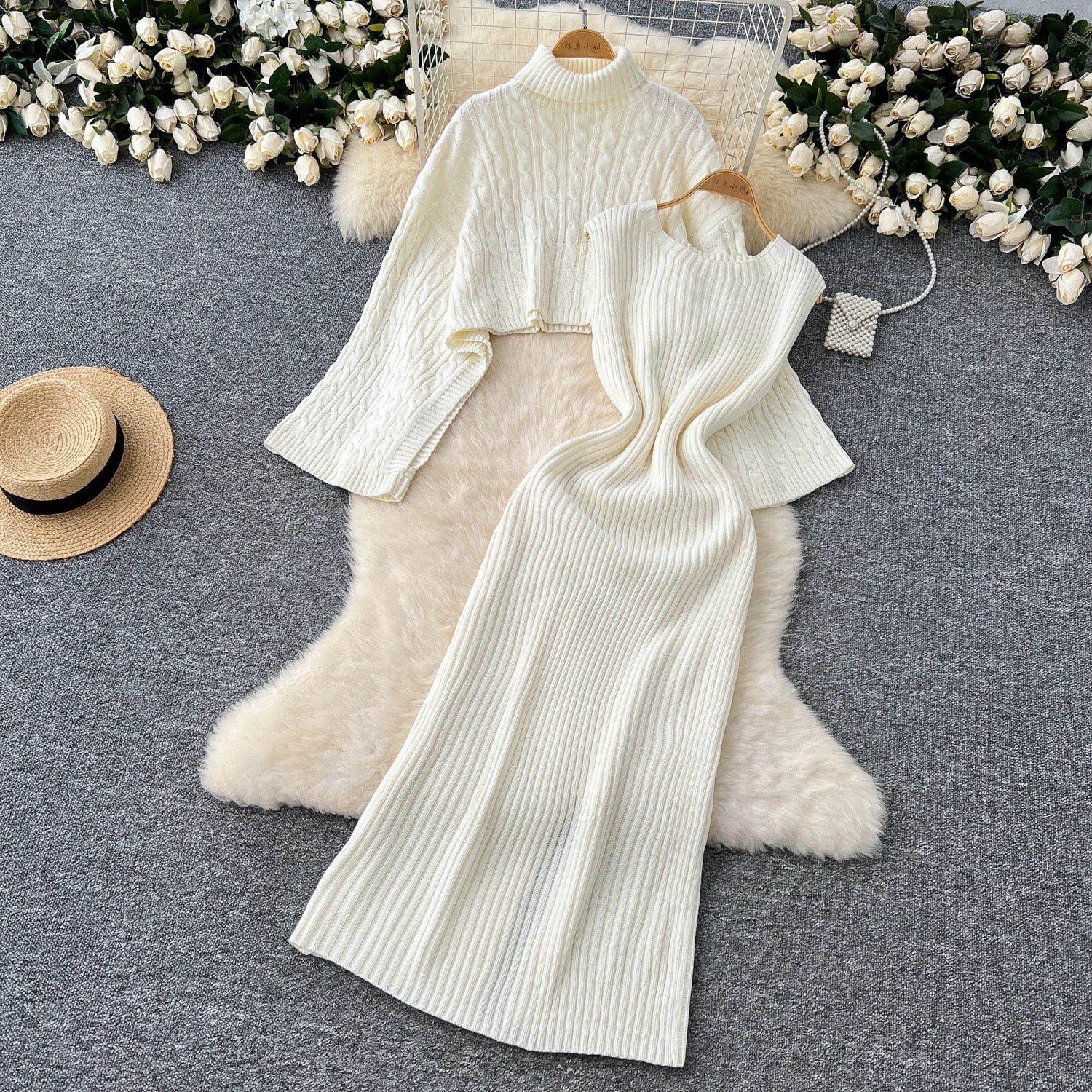 Alamode By Akanksha Elana Woolen Dress with Cape Sweater