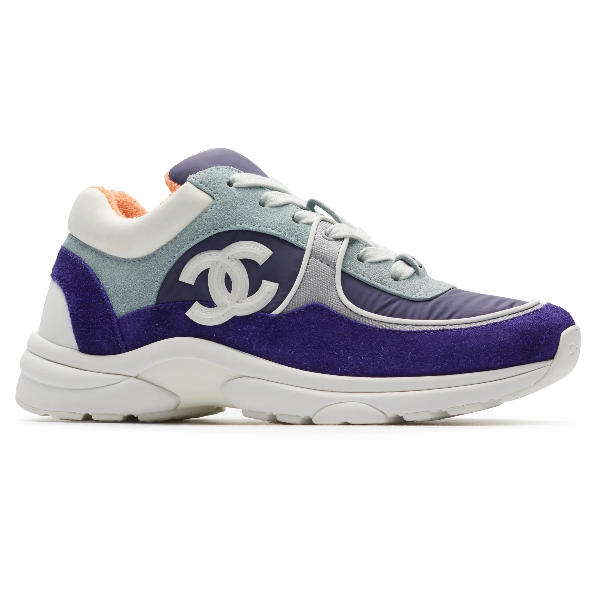 Chanel CC Logo Suede Nylon Purple Blue Sneaker - view 2