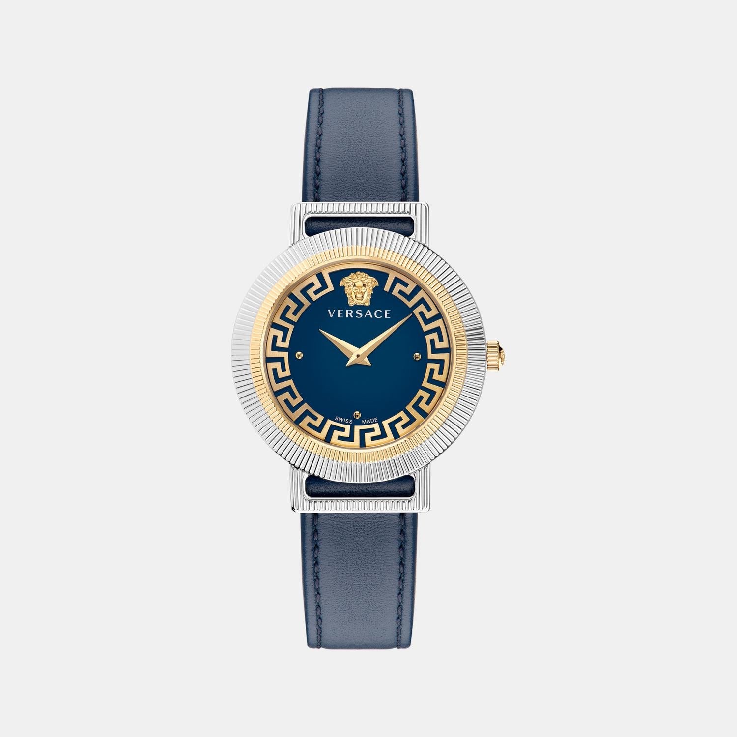 Versace Greca Chic Women Quartz Blue Dial Analog Leather Watch VE3D00122