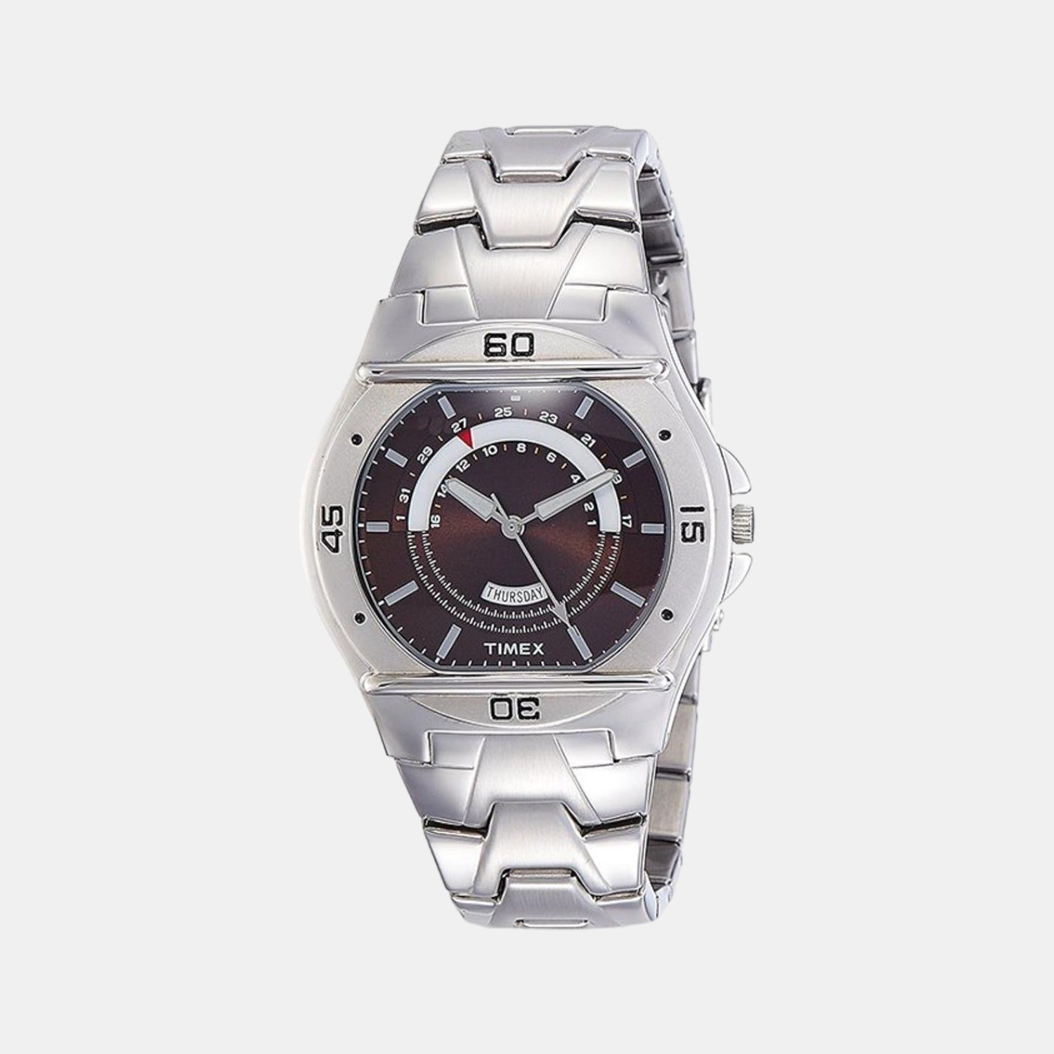 Timex Fashion Men Quartz Brown Dial Analog Stainless Steel Watch TW000EL09