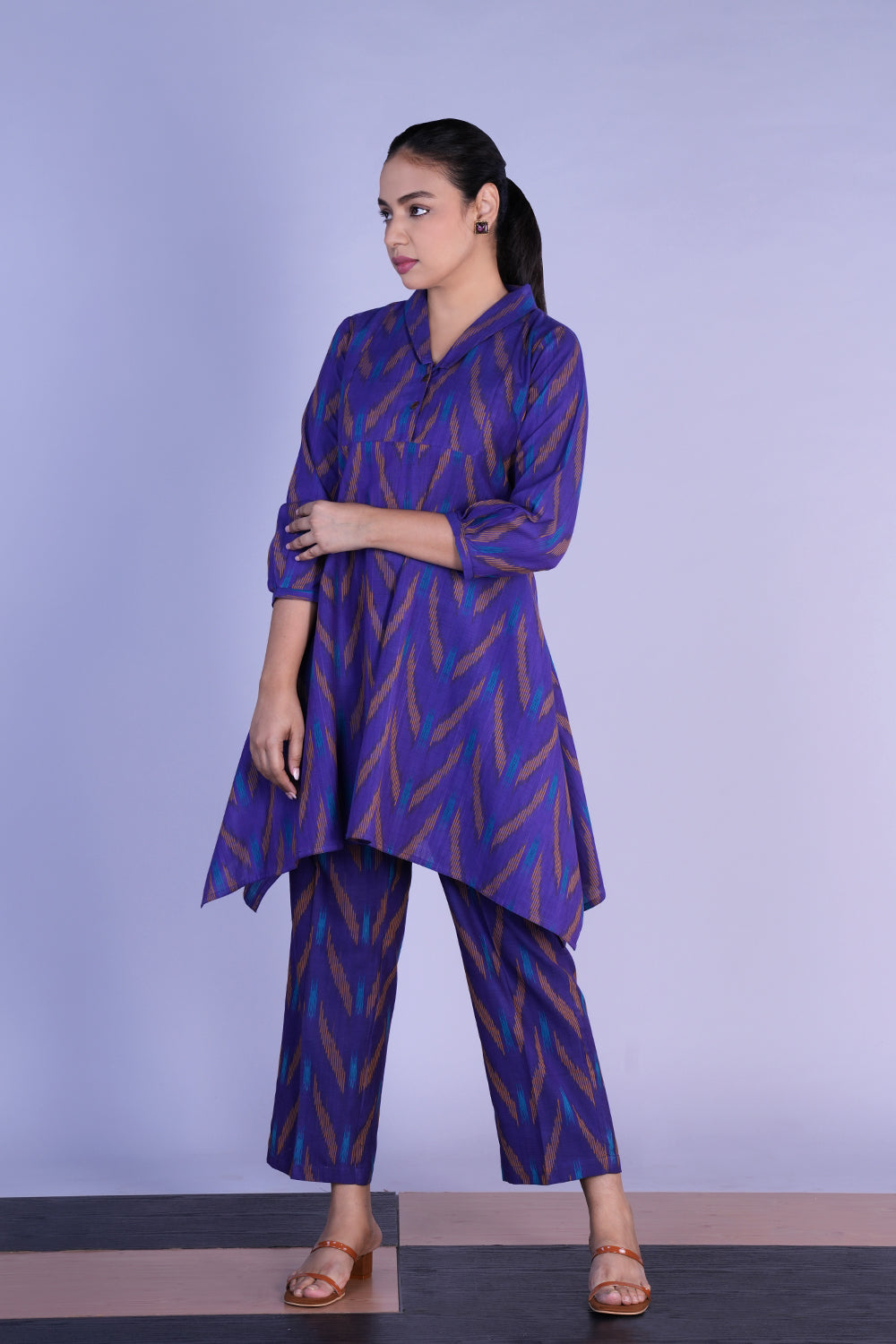 Kalanjali Ethnics Ikat Co-ord set – Iris Purple - view 2