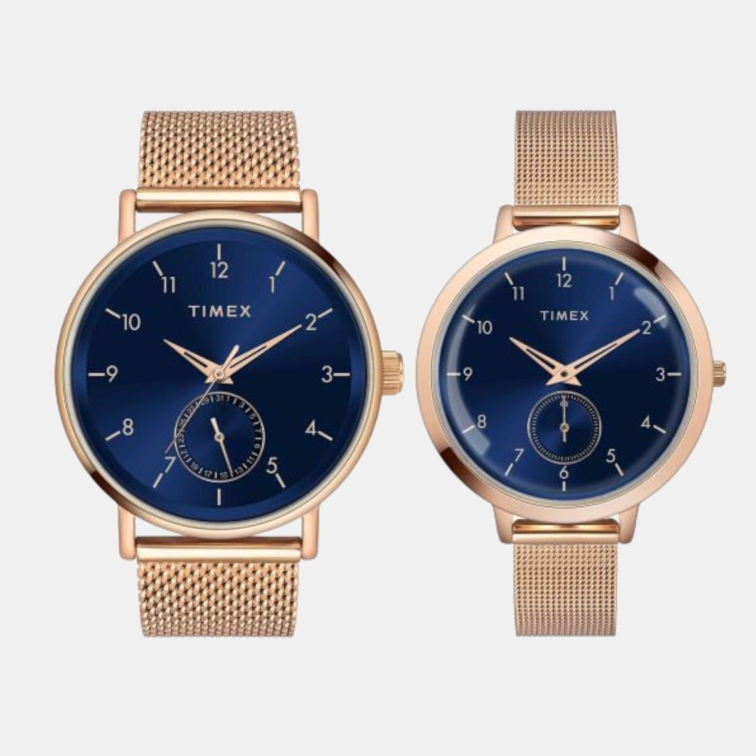 Timex Fashion Couple Quartz Blue Dial Analog Brass Watch TW00PR293