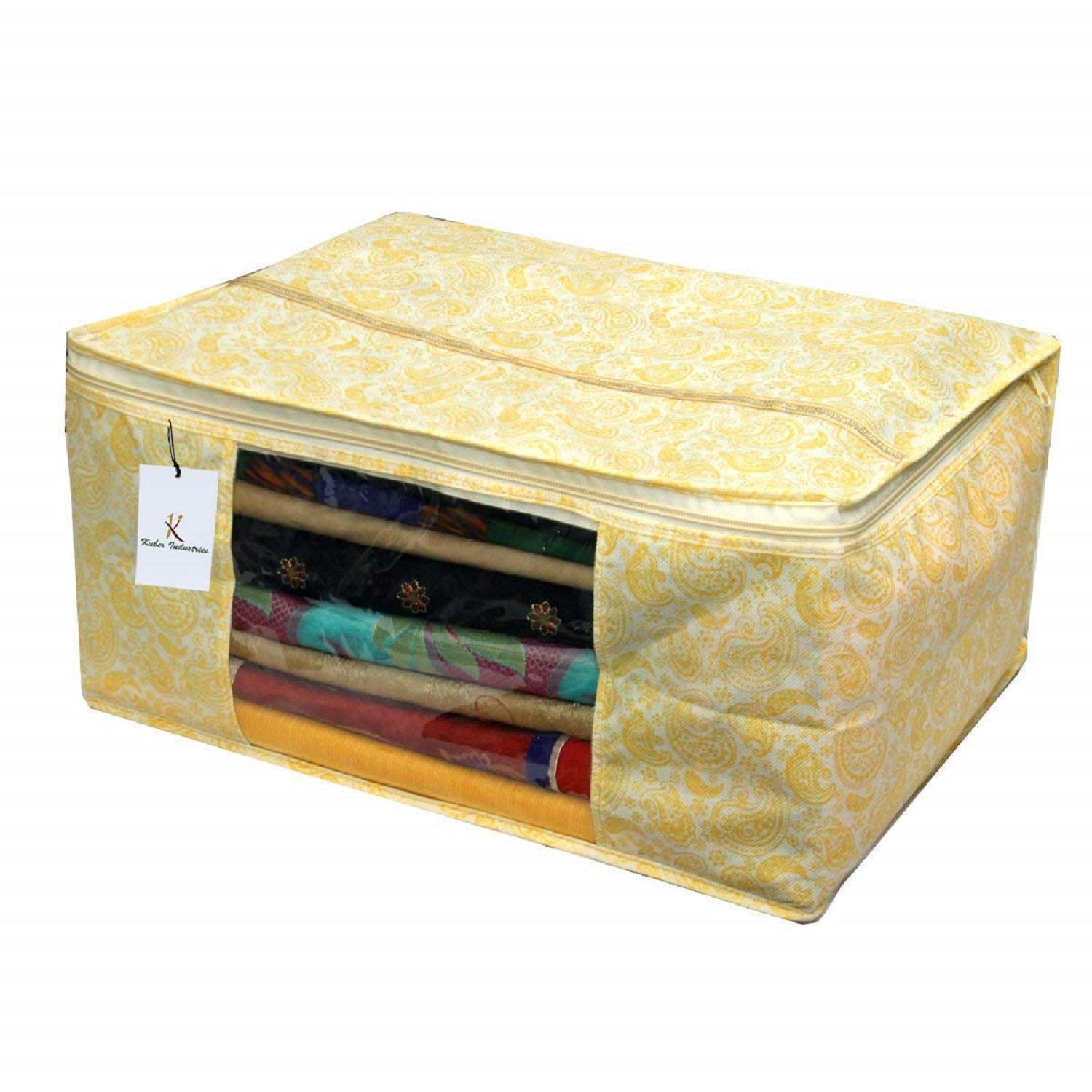 Kuber Industries Metallic Kerry 9 Piece Non Woven Saree Cover, Large, Gold-CTKTC14070 - view 3