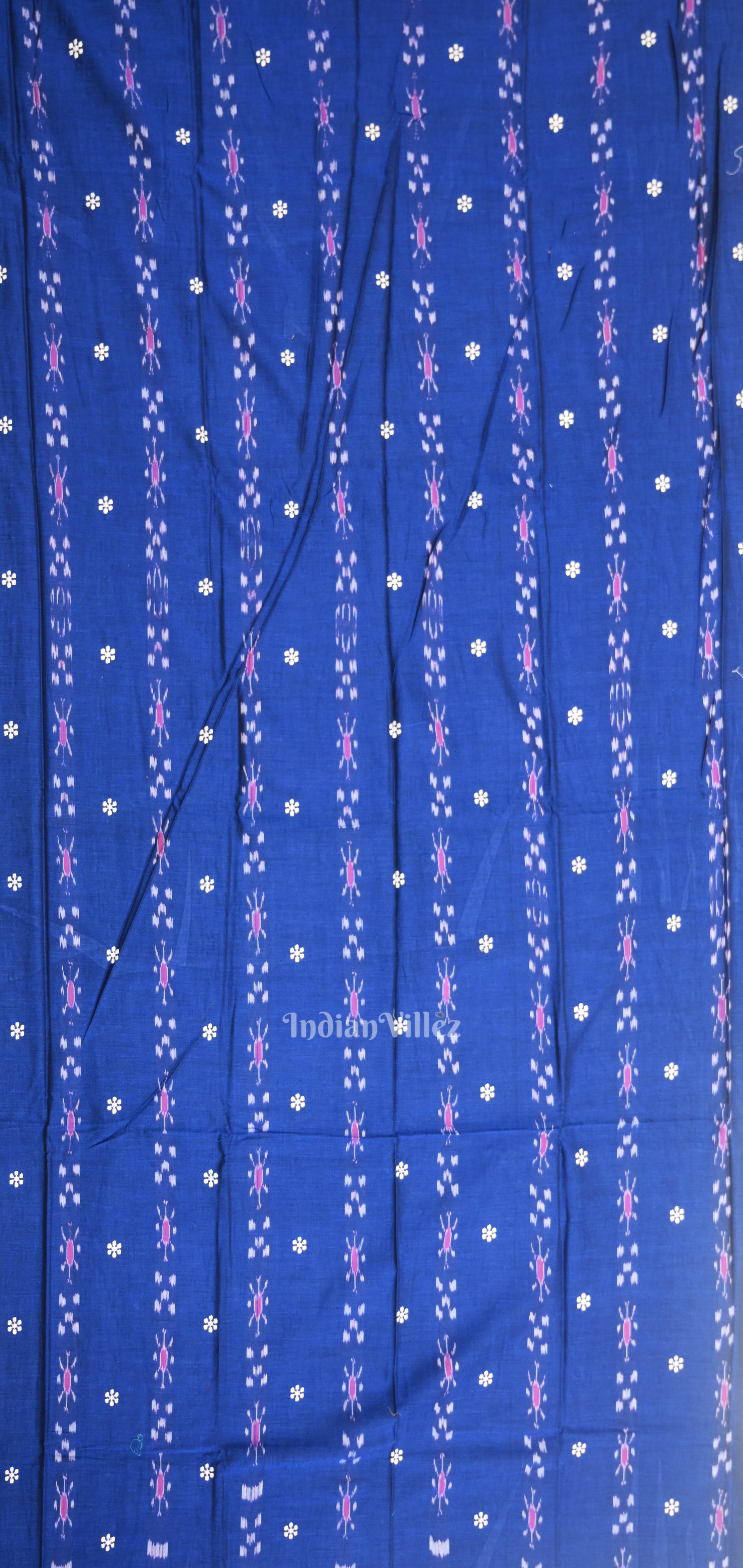 IndianVillèz Blue Baby Pink Flower Buti Odisha Ikat Sambalpuri Dress Set & Dupatta - view 2
