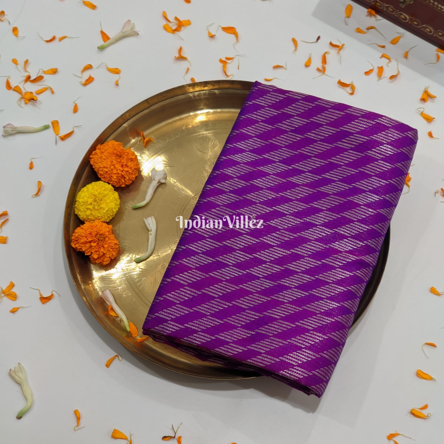 IndianVillèz Purple South Handloom Venkatagiri Silk Saree