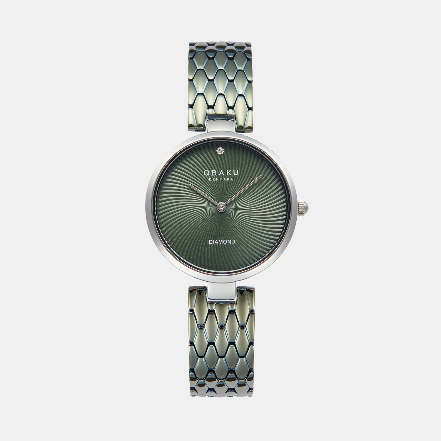 Obaku Diamant Forest Women Quartz Green Dial Analog Stainless Steel Watch V256LXCESE