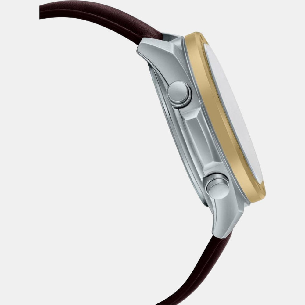 Casio Edifice Men Quartz Black Dial Analog-Digital Leather Watch EX530 - view 3