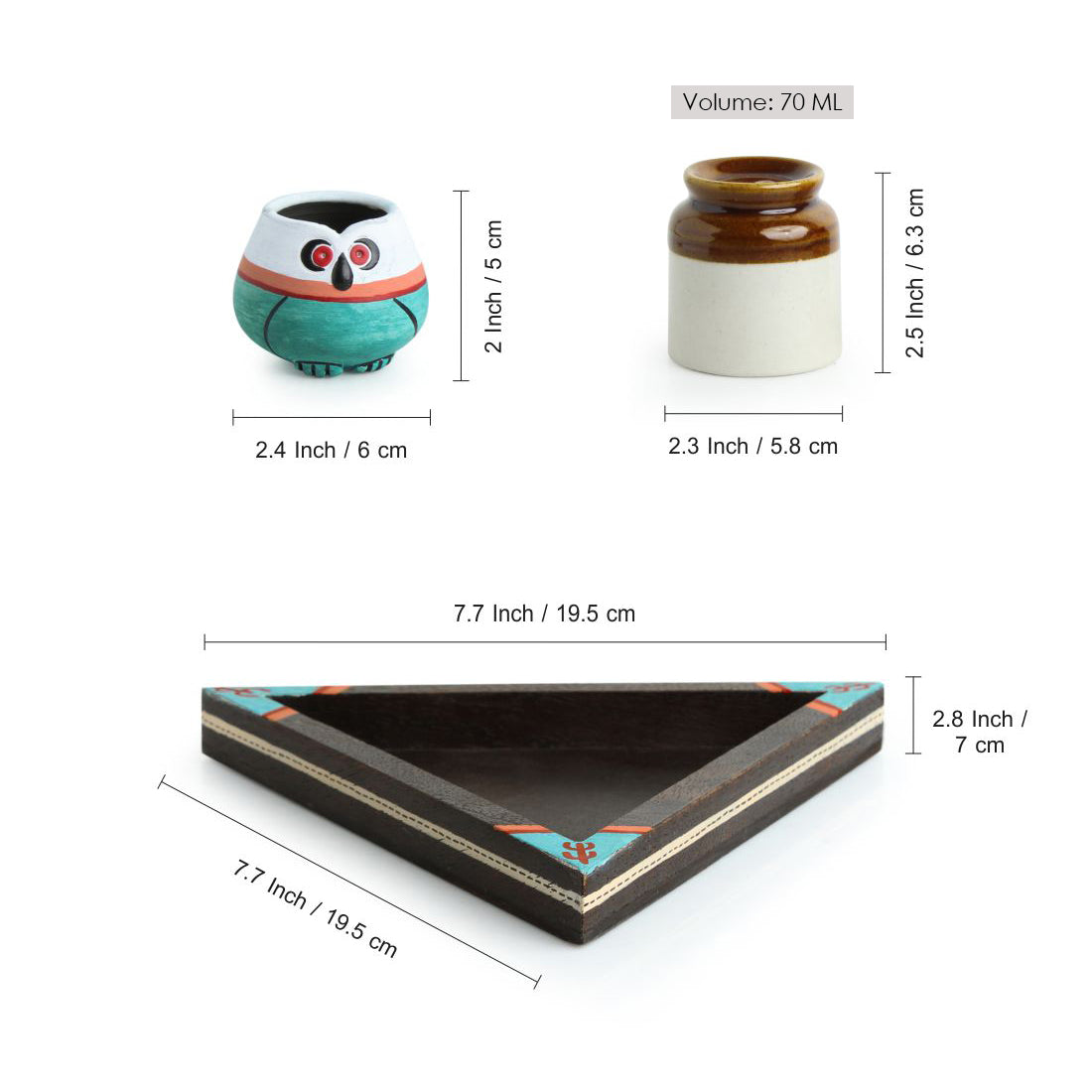 EXCLUSIVELANE 'Desert Owl-Jar Pack' Handglazed Salt & Pepper Shaker Set With Toothpick Holder & Tray - view 6