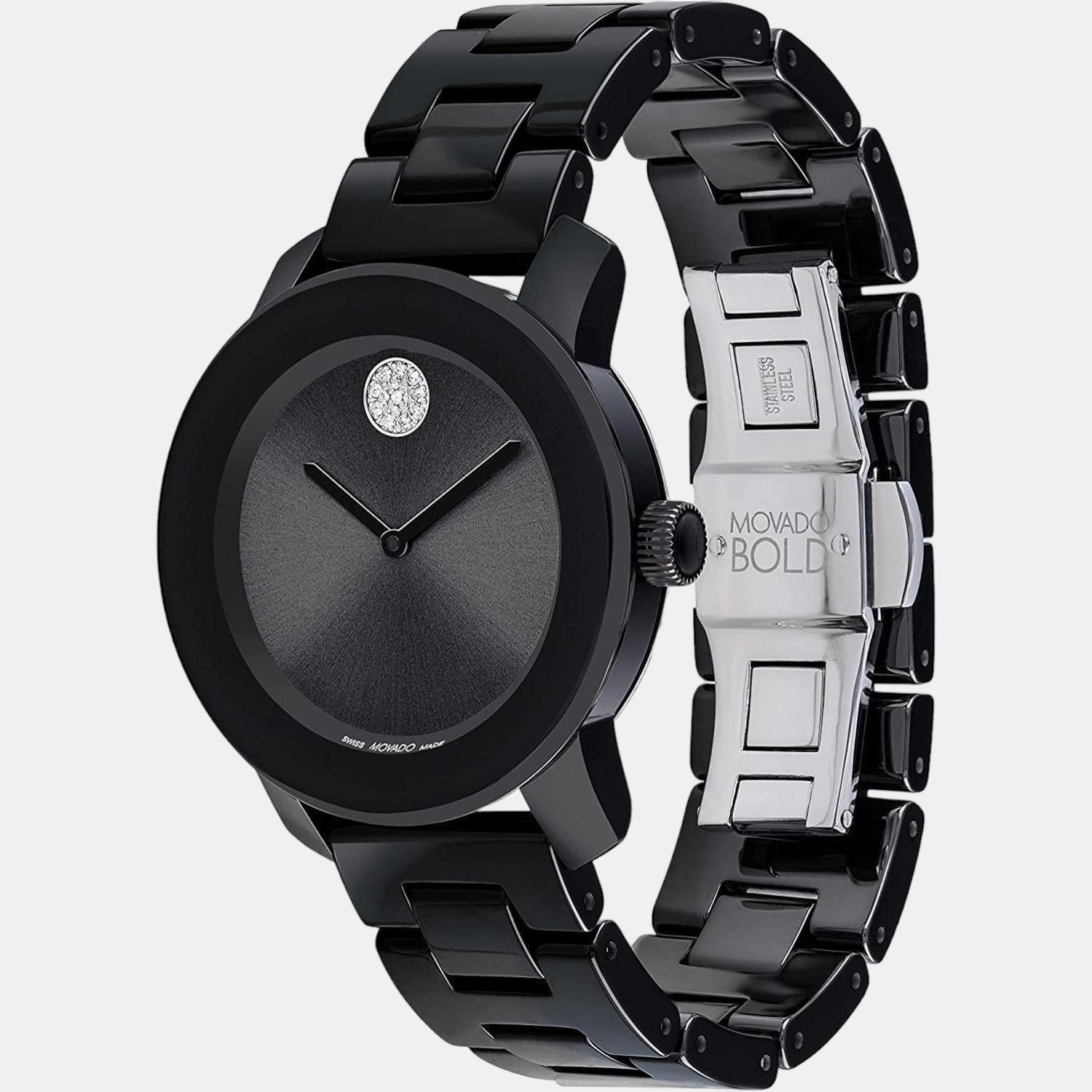 Movado Bold Ceramic Women Quartz Black Dial Analog Stainless Steel Watch 3600803 - view 2
