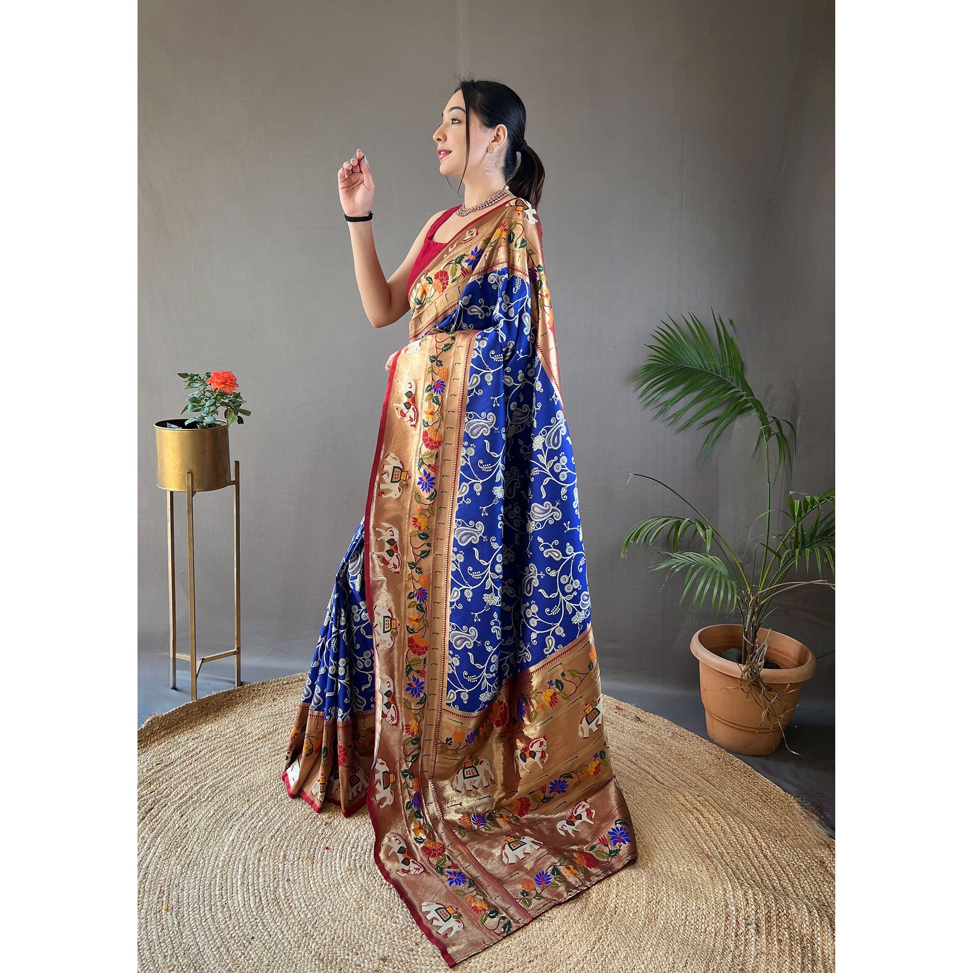 TASARIKA COUTURE Blue - Godavari Violet Silk Handwork Saree - view 2