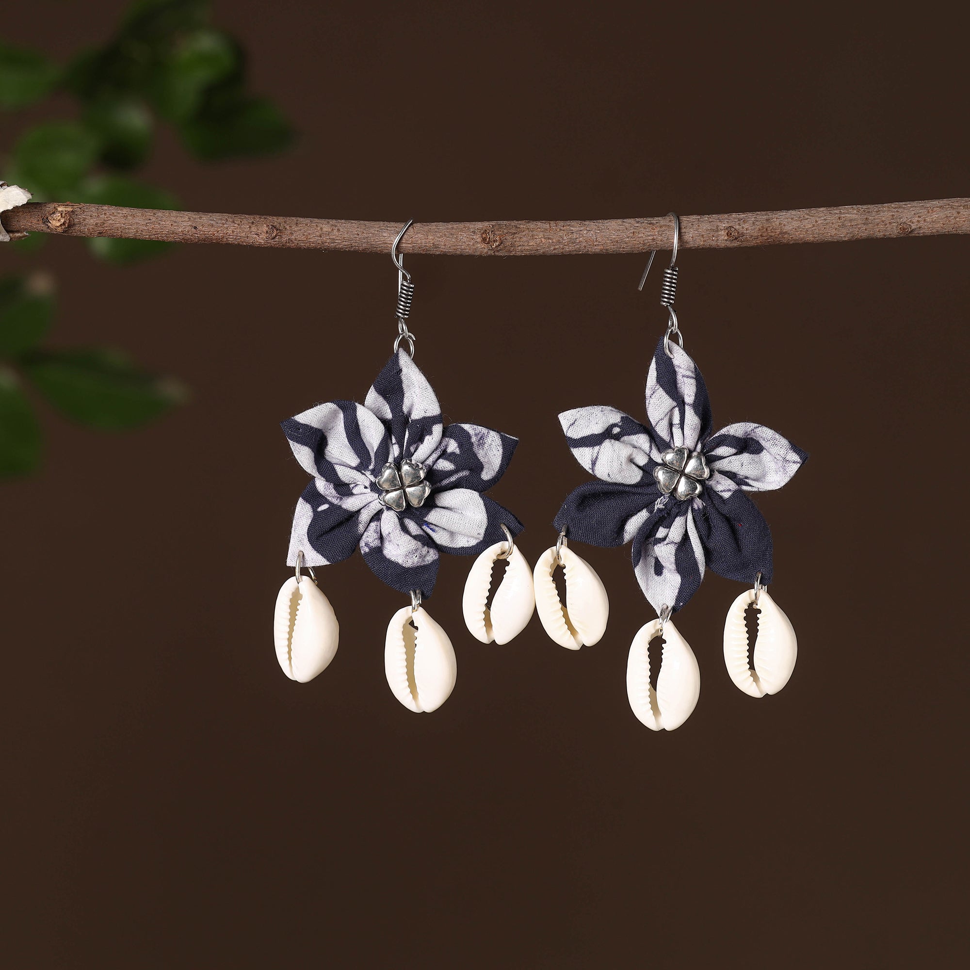 JALPARI Anika Fabart Phool Kali Shell Earrings