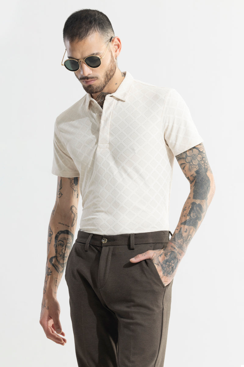 SNITCH Quad Zig Off-White Polo T-Shirt