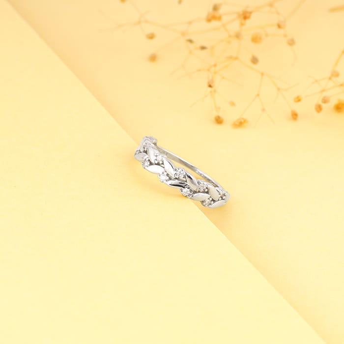 GIVA Jewellery Silver Woven Leaf Ring - view 2