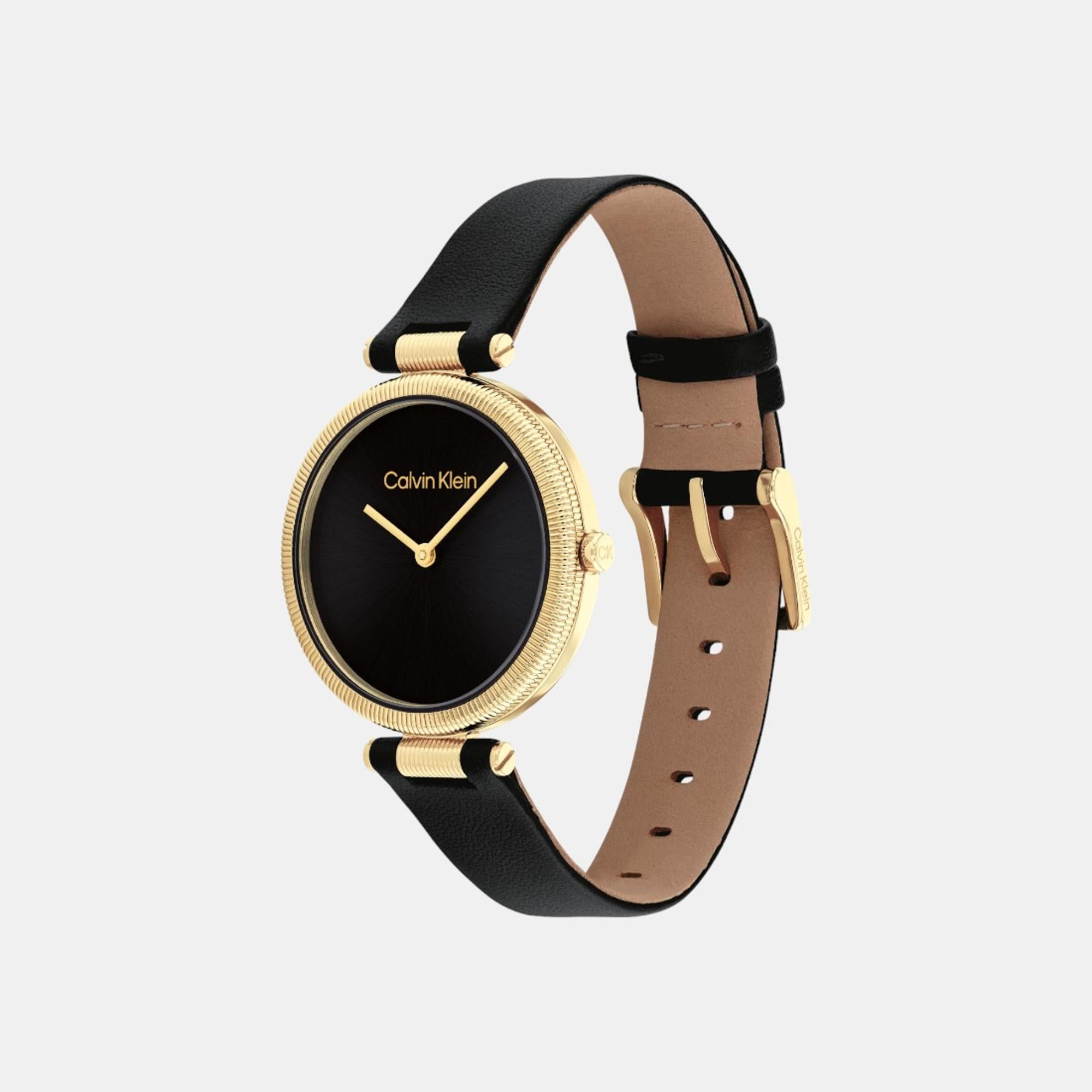 Calvin Klein Gleam Women Quartz Black Dial Analog Leather Watch 25100017 - view 2