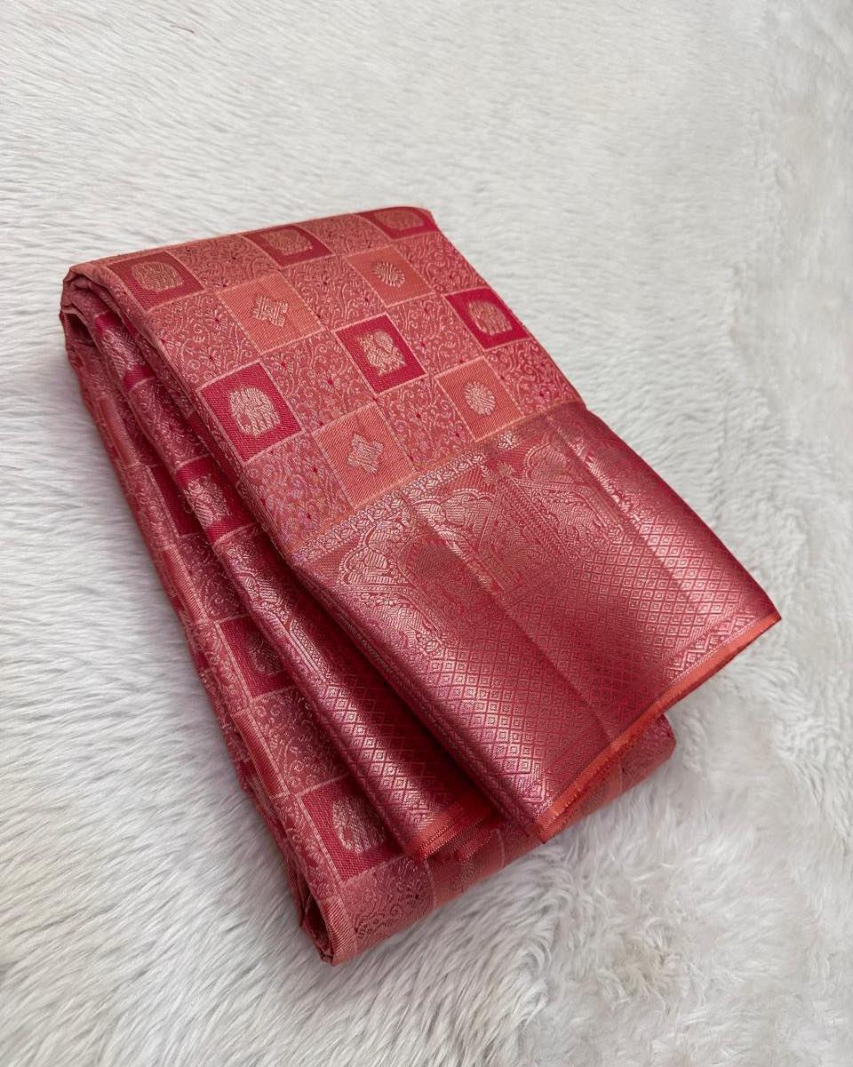 Aayna Epiphany Pink Soft Silk Saree With Phenomenal Blouse Piece