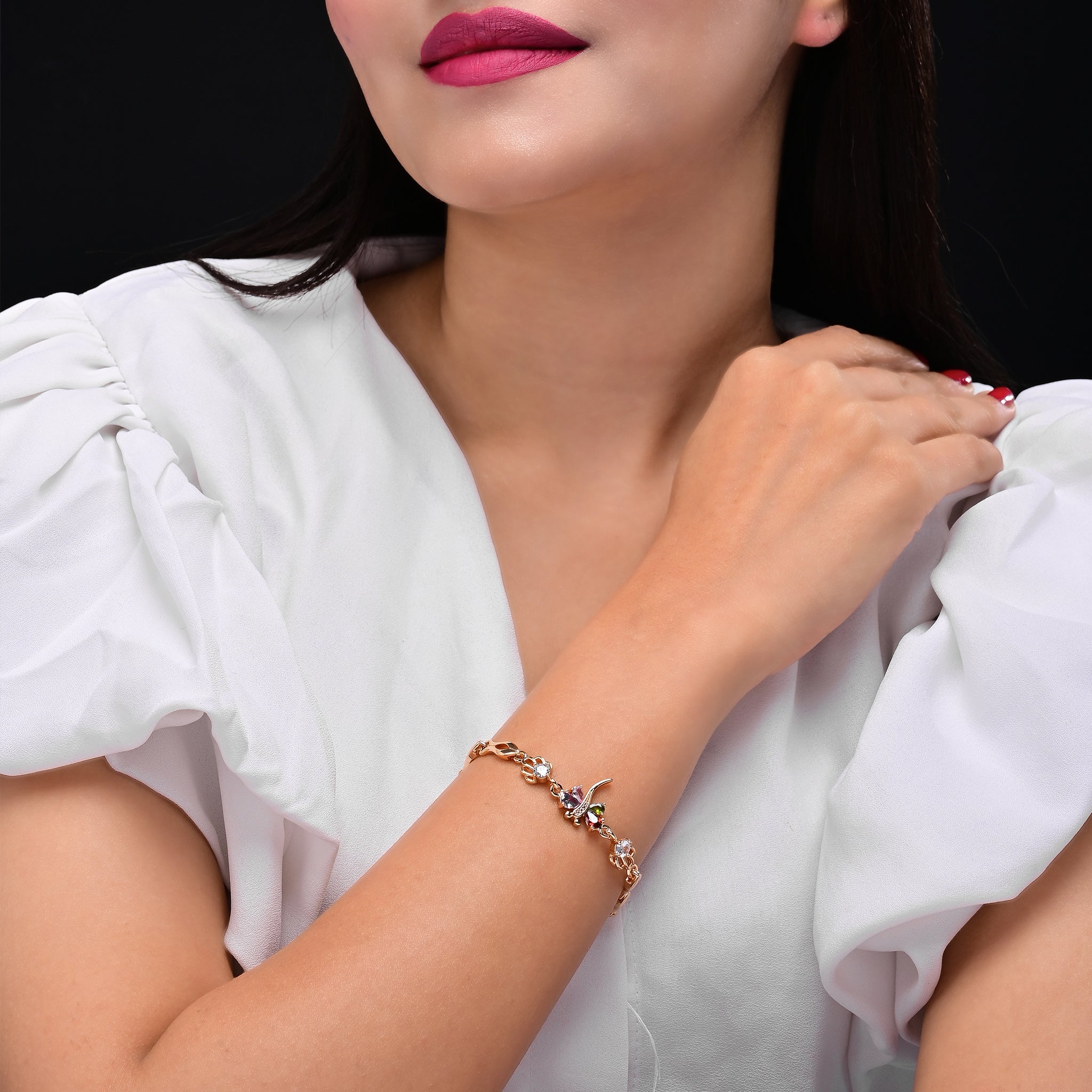 Branta Colorful Diamond Butterfly Bracelet For Women