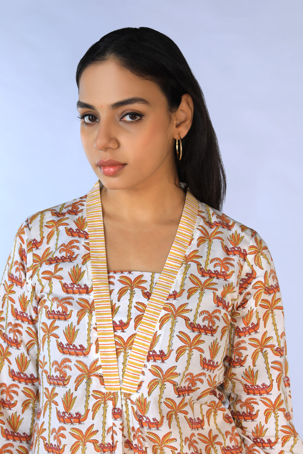 Kalanjali Ethnics Handblock Printed A-line Kurti with pants set - view 9