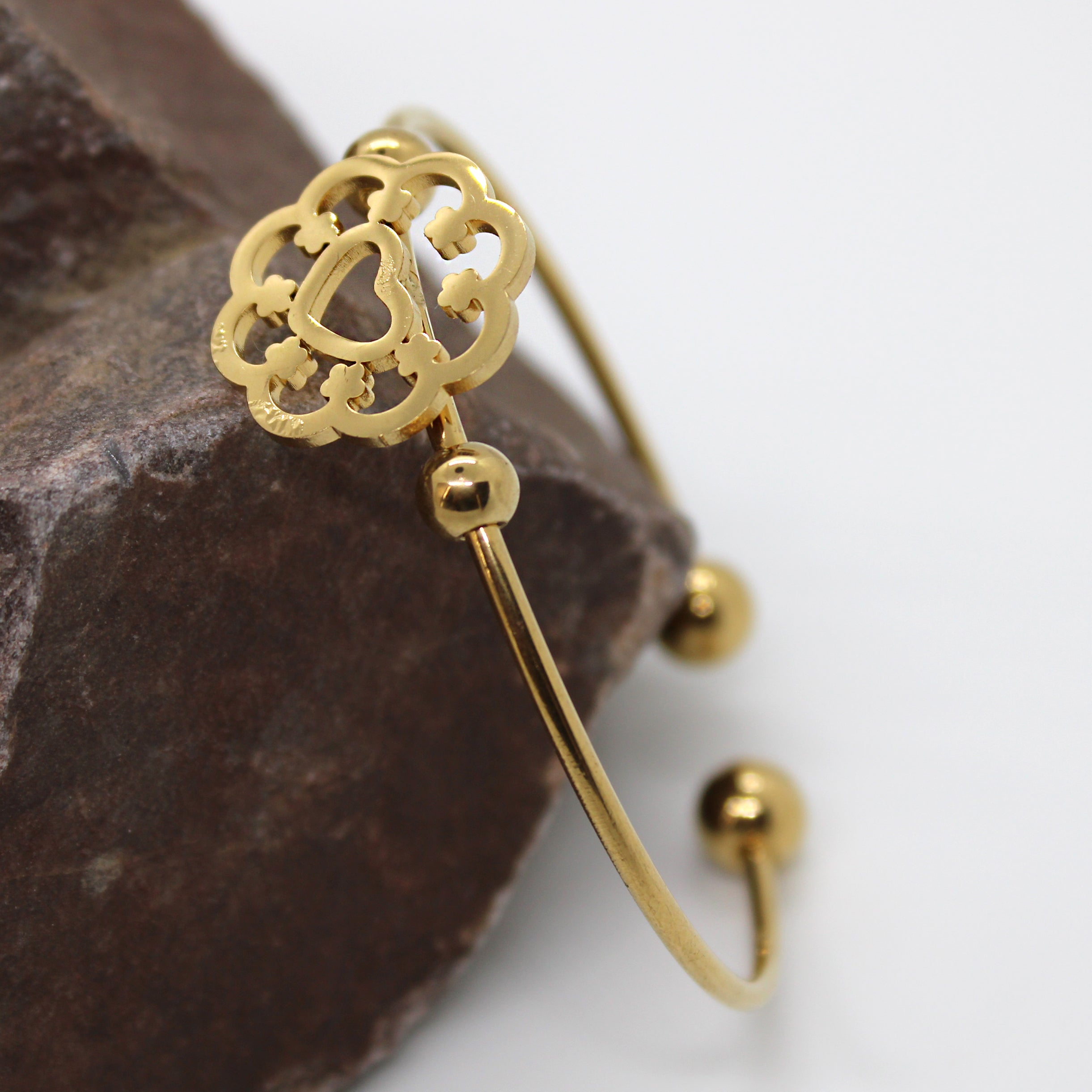Branta Heart Flower Gold Bracelet For Women - view 2