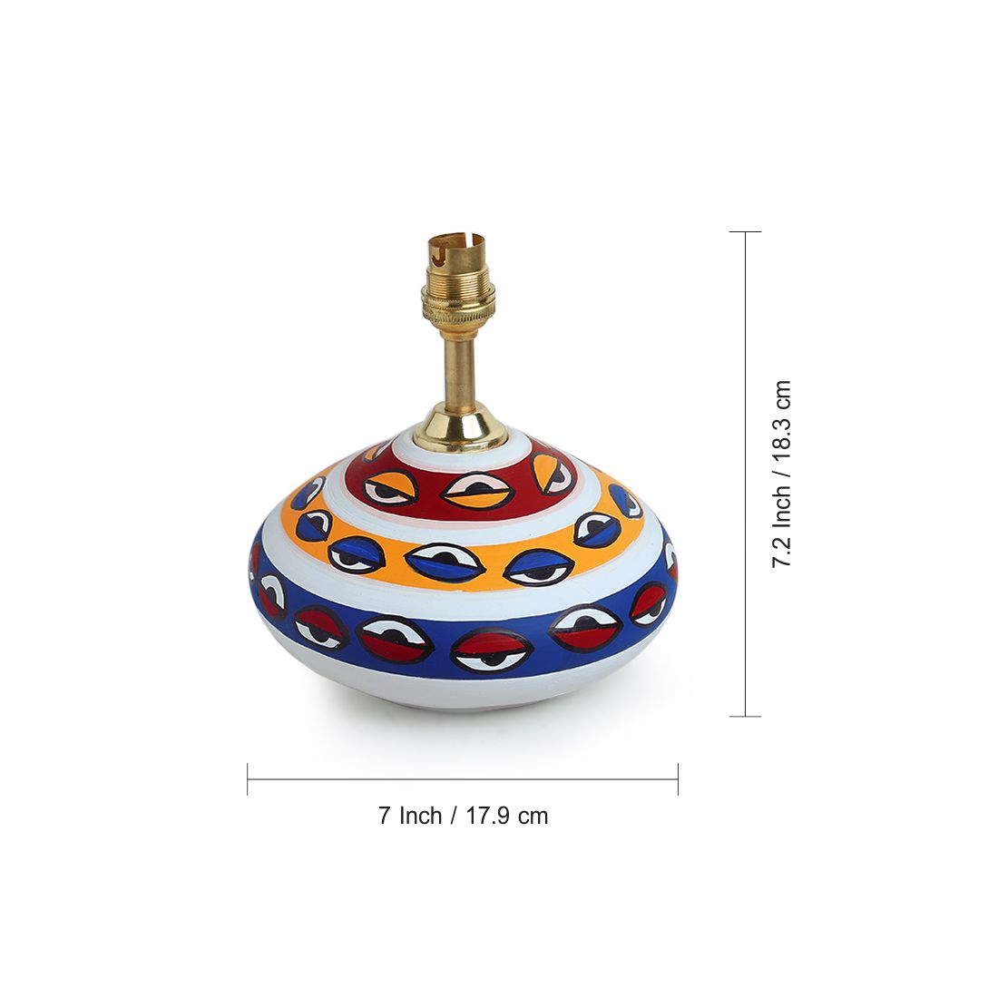 EXCLUSIVELANE 'The Eye of Horus' Handpainted Flat Matki Terracotta Table Lamp (11 inch) - view 5