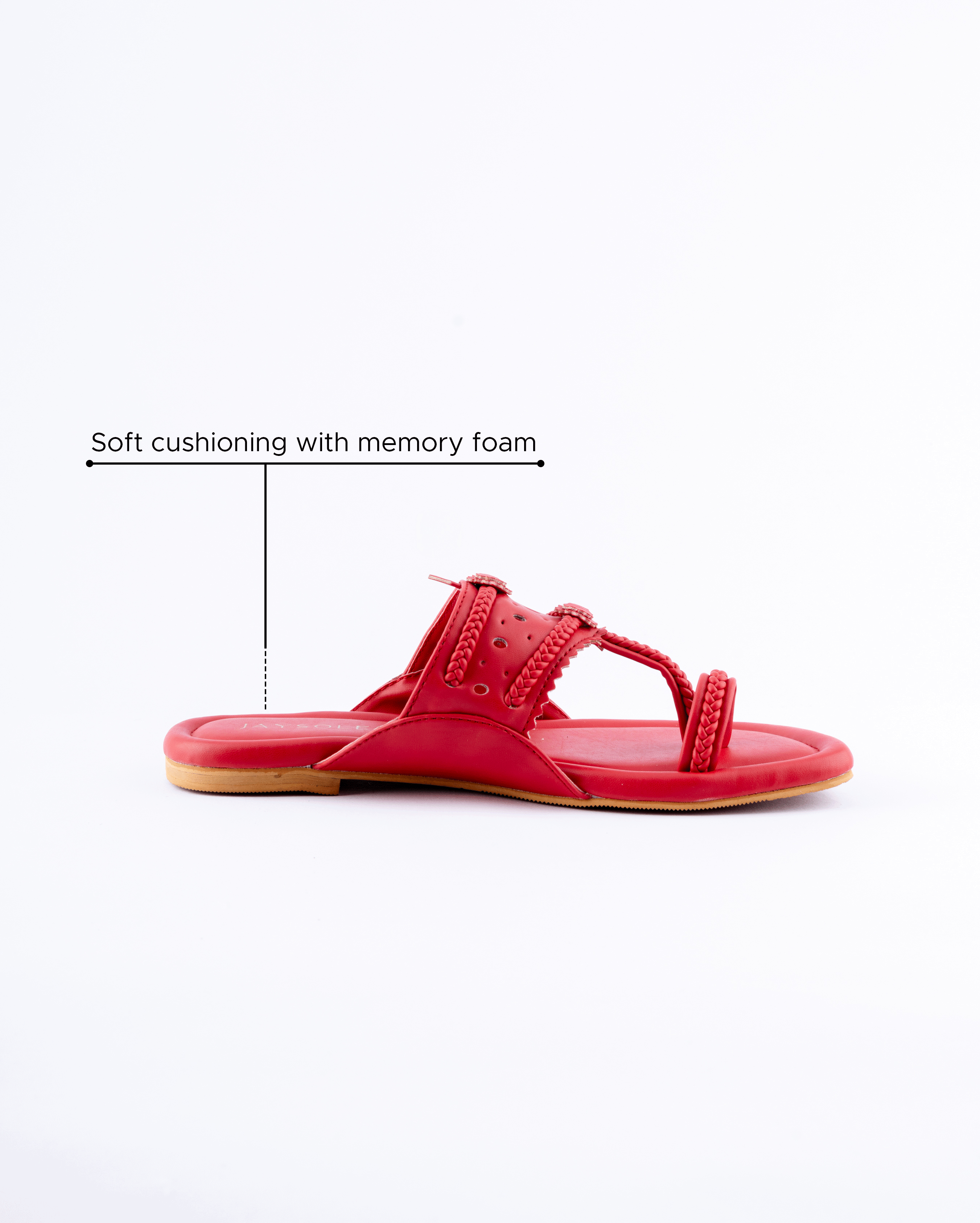 Jaysole Indian Red Solid Kolha Flats - view 4