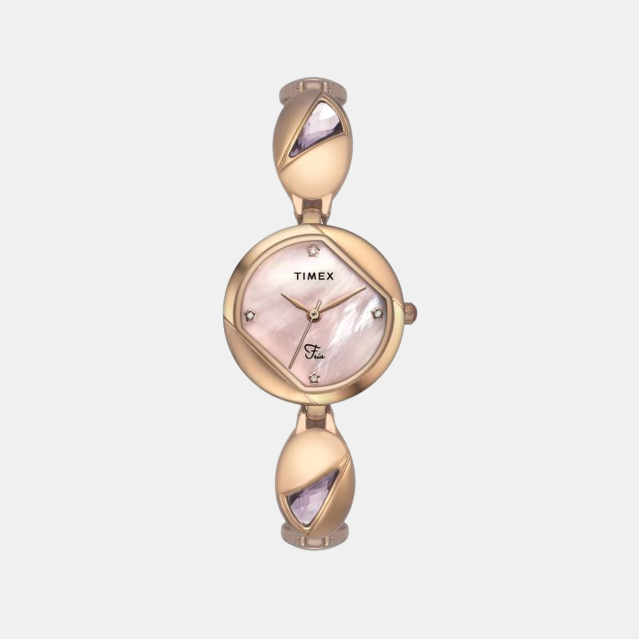 Timex Fria Women Quartz Pink Dial Analog Stainless Steel Watch TWEL16302