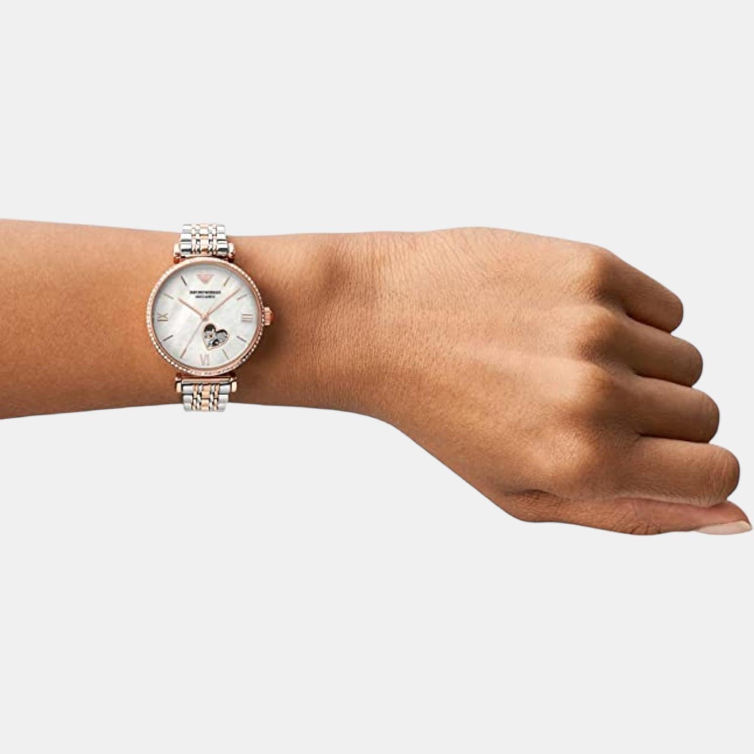 Emporio Armani Gianni T-Bar Women Automatic White Dial Analog Stainless Steel Watch AR60049 - view 2