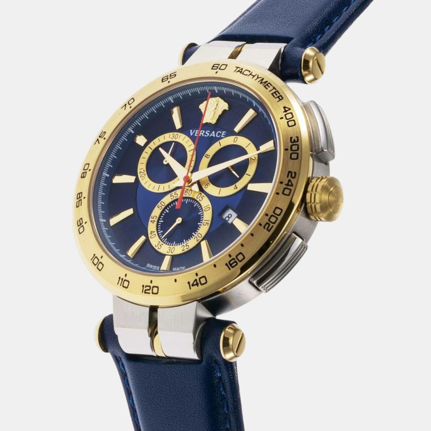 Versace Aion Men Quartz Blue Dial Chronograph Leather Watch VE6CA0223 - view 2