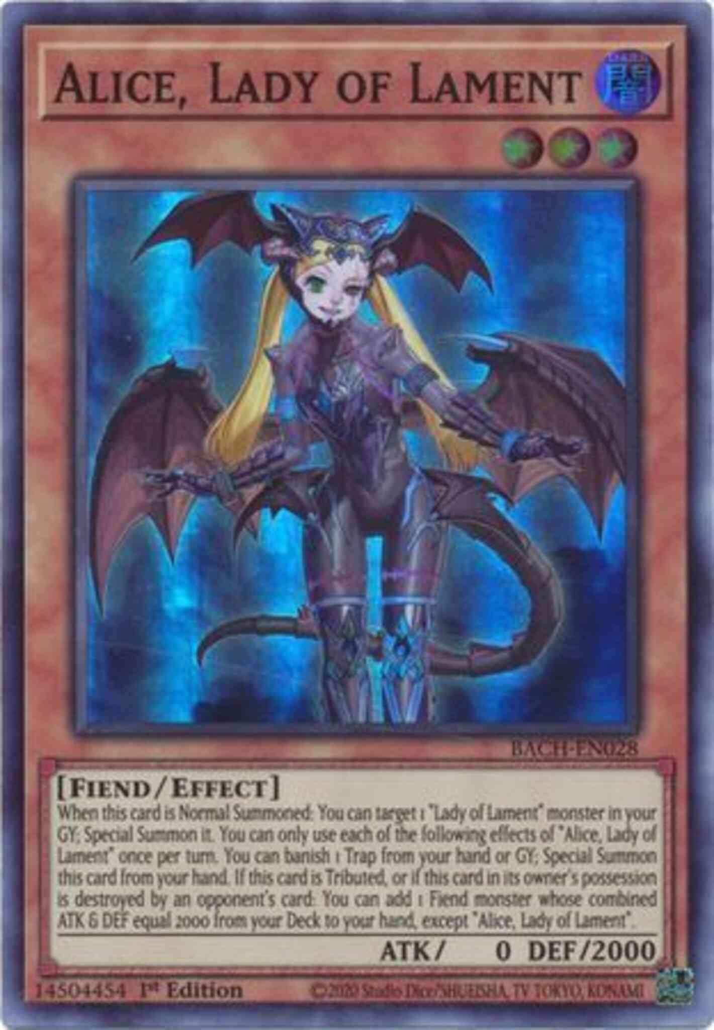 Yu-Gi-Oh! Alice, Lady of Lament - BACH-EN028 - Super Rare - 1st Edition