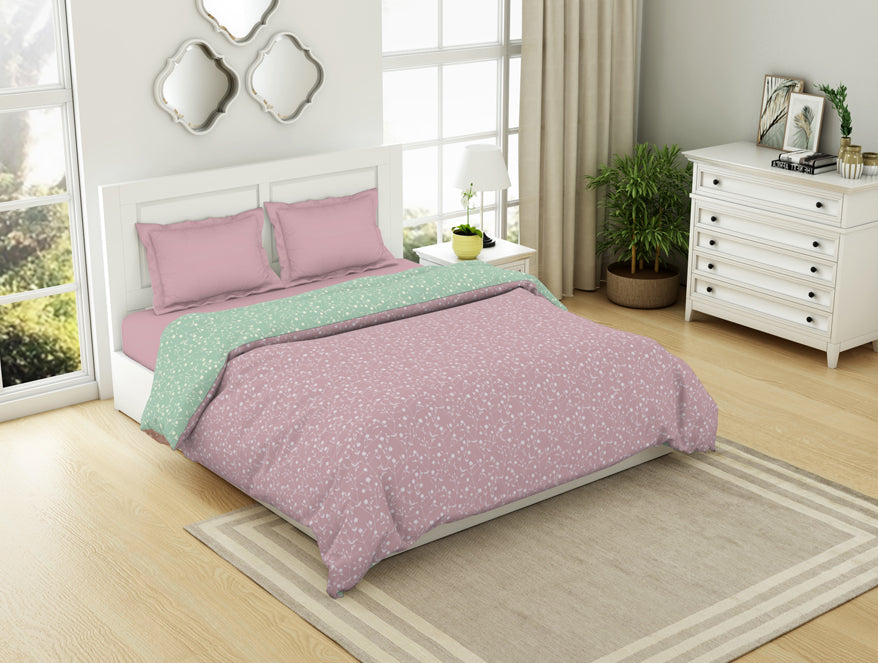 Spaces India Floral Pale Mauve - Light Brown 100% Cotton Shell Double Quilt / AC Comforter - Bohemia By Spaces - view 2