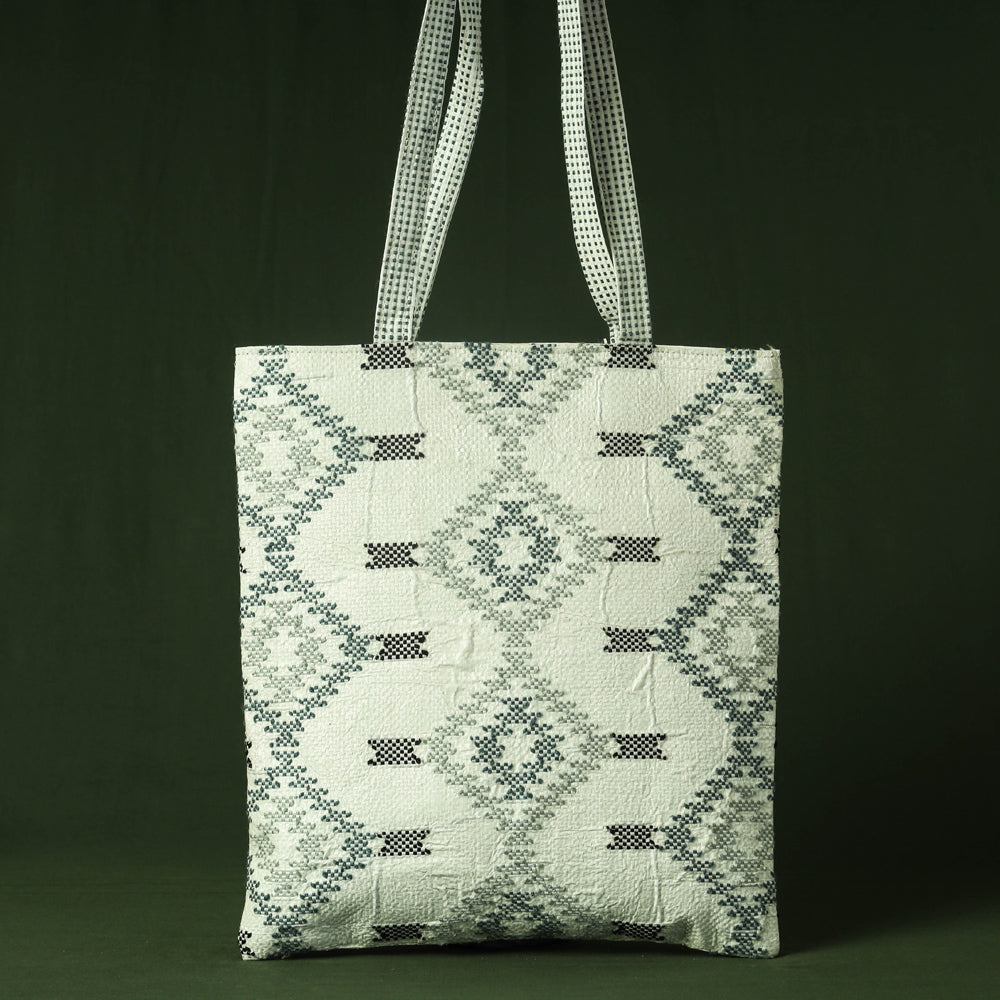 ITOKRI CRAFTS INITIATIVE Beige - Taat Wool Thread Hand Embroidered Upcycled Shoulder Bag