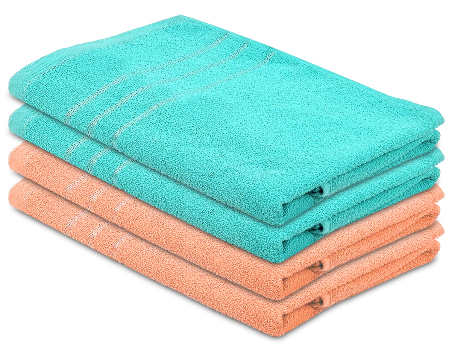Baby kids bath – Heart Home Super Soft, Fluffy, Absorbent Cotton Baby, Kids Bath, Face Towel Perfect for Daily Use, 19"x38"- Pack of 4 (Blue & Peach)